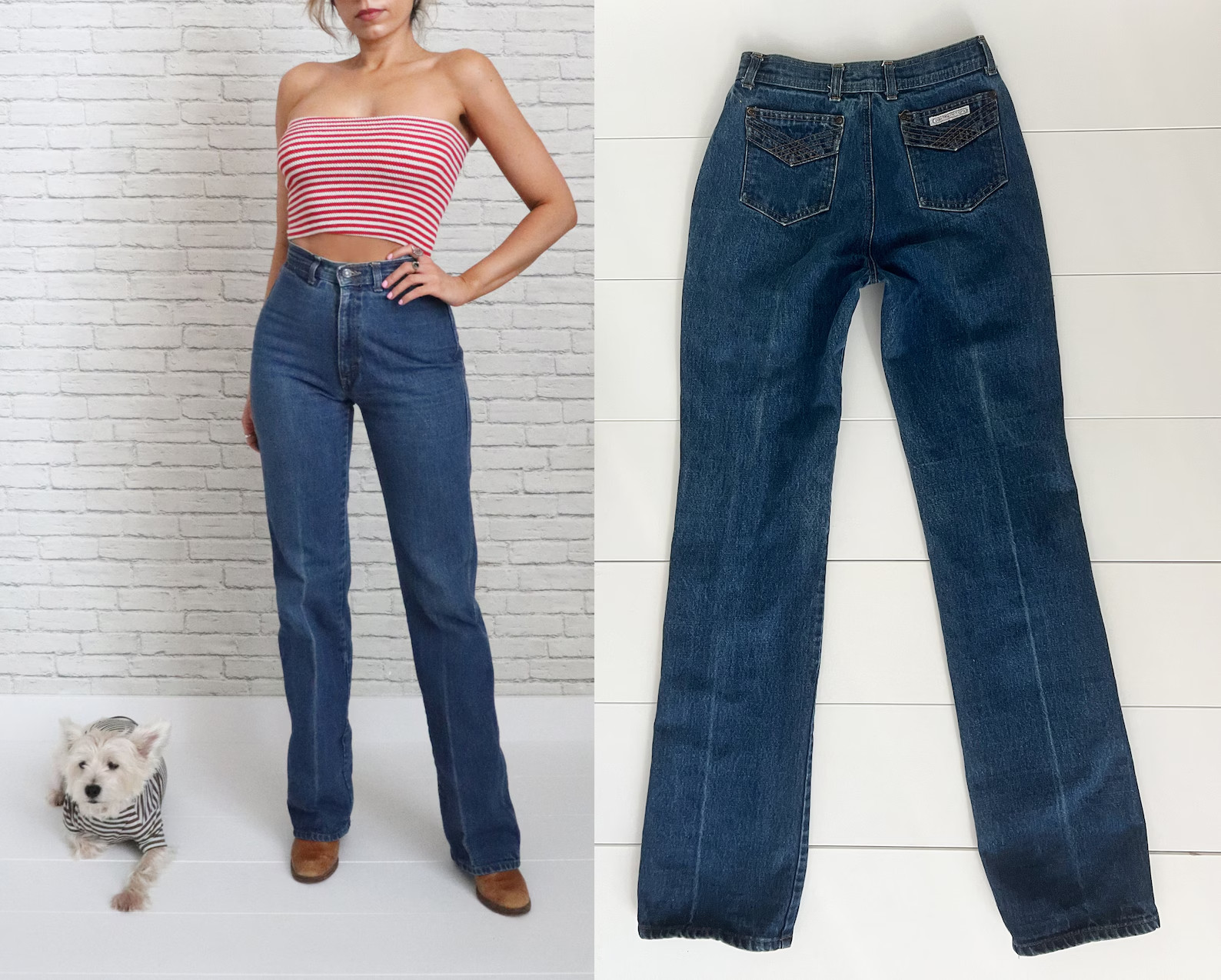 1970’s Poor Little Rich Girl Jeans | 26 Waist x 35 Length | Rare Vintage Jeans