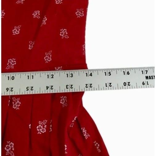 German Dirndl Inspired Dress Size 40 Red Floral Cotton Alpine Cottagecore