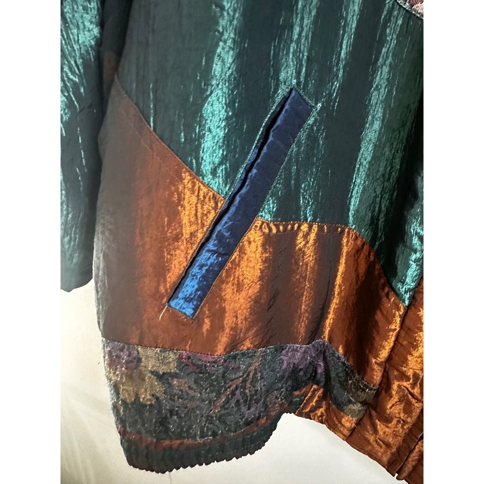 Current Seen Vintage 80s 90s Colorblock Paisley Metallic Bomber Jacket Plus 2XL