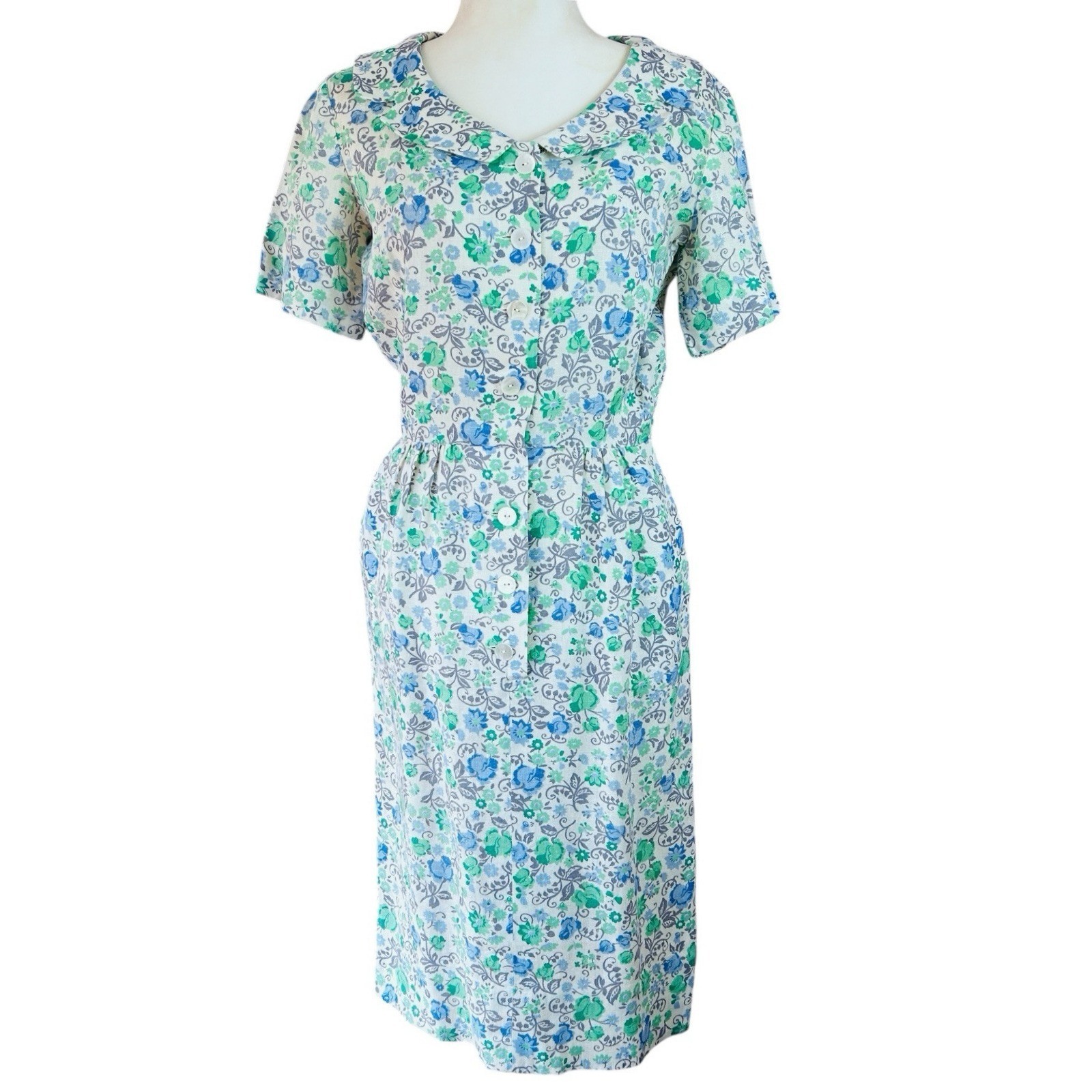 Vintage I Magnin Midi Dress Small Floral Cottage Easter Tea Party Feminine Retro