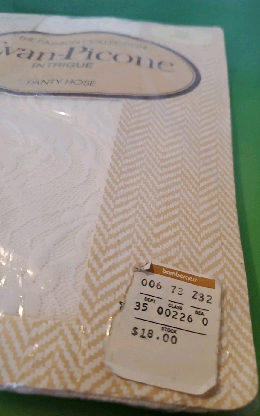 VTG 70s Evan-Picone Intrigue White Lace Pantyhose TIGHTS Back Seam Mod GoGo LONG