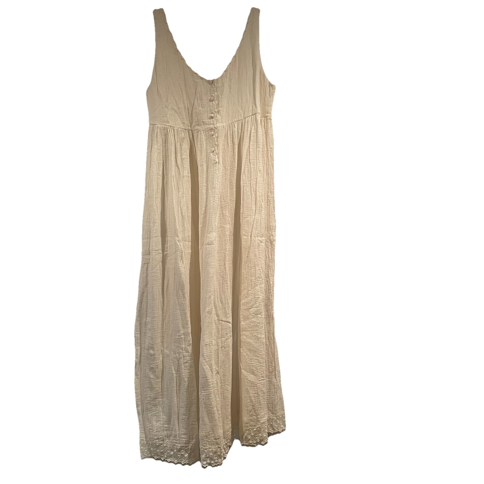 VTG 90s Victorias Secret Country White Ivory Cotton Maxi Dress NWT Milkmaid Lrg