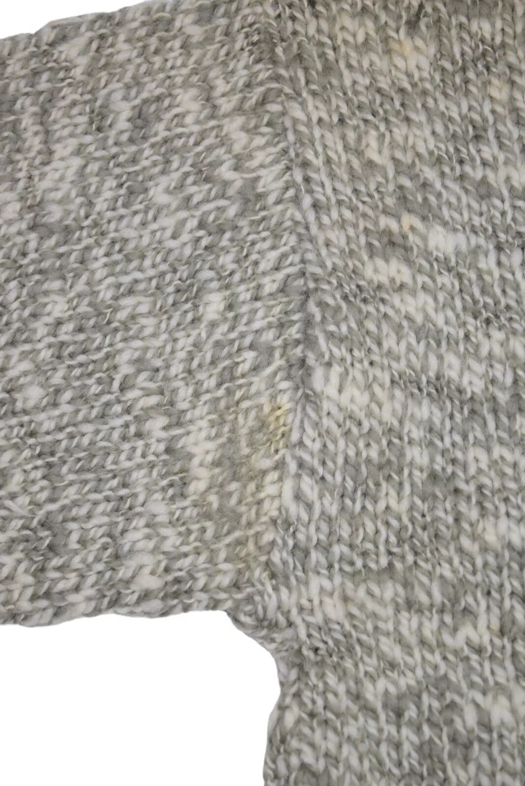 Vintage Hand Knit Sweater Womens Small Wool Crewneck 1/2 Sleeve Cropped Ringer