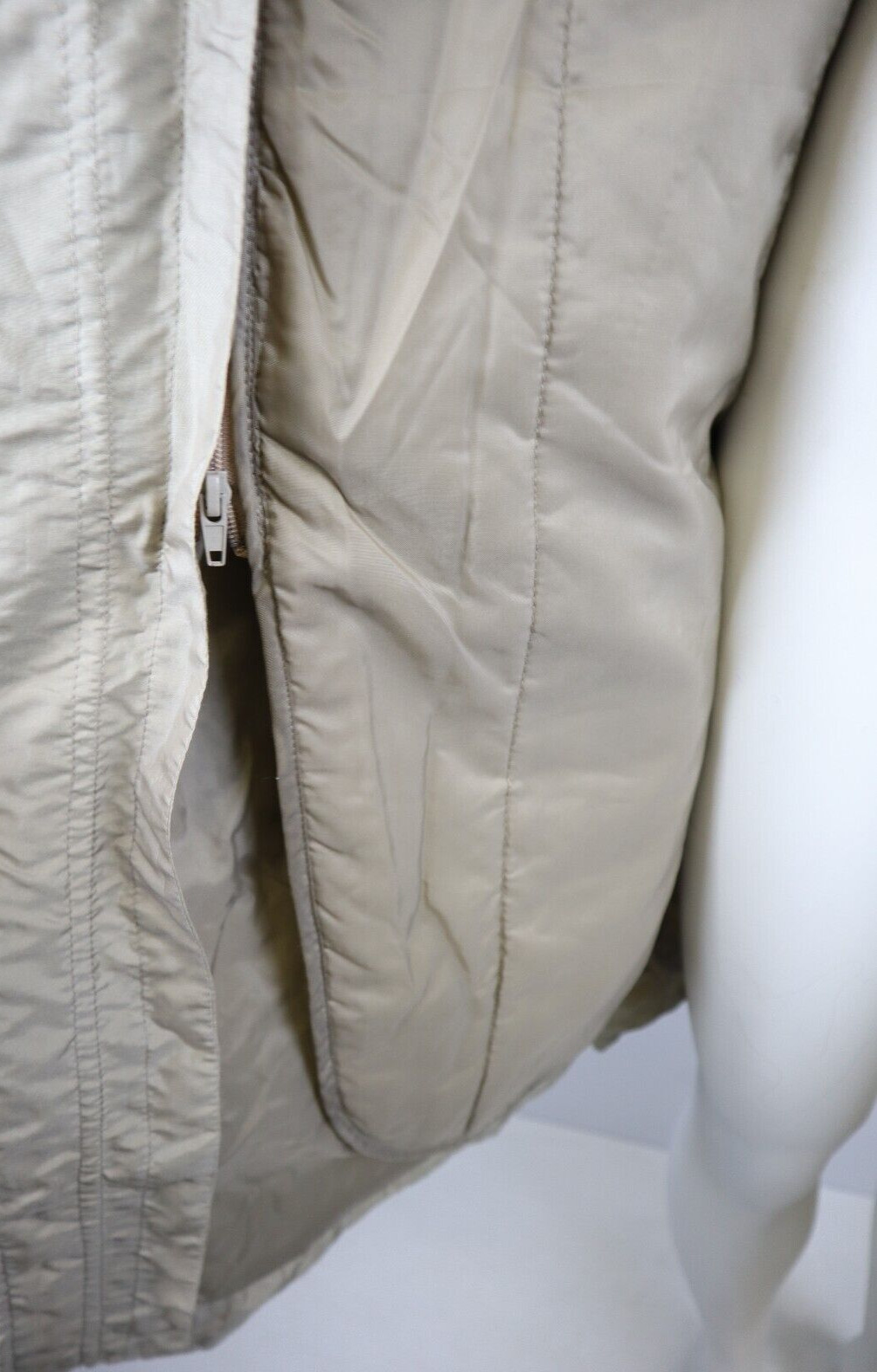 VINTAGE 80S 90S WOMEN’S BEIGE COAT – MONICA GRAY – REMOVABLE LINER & HOOD – S