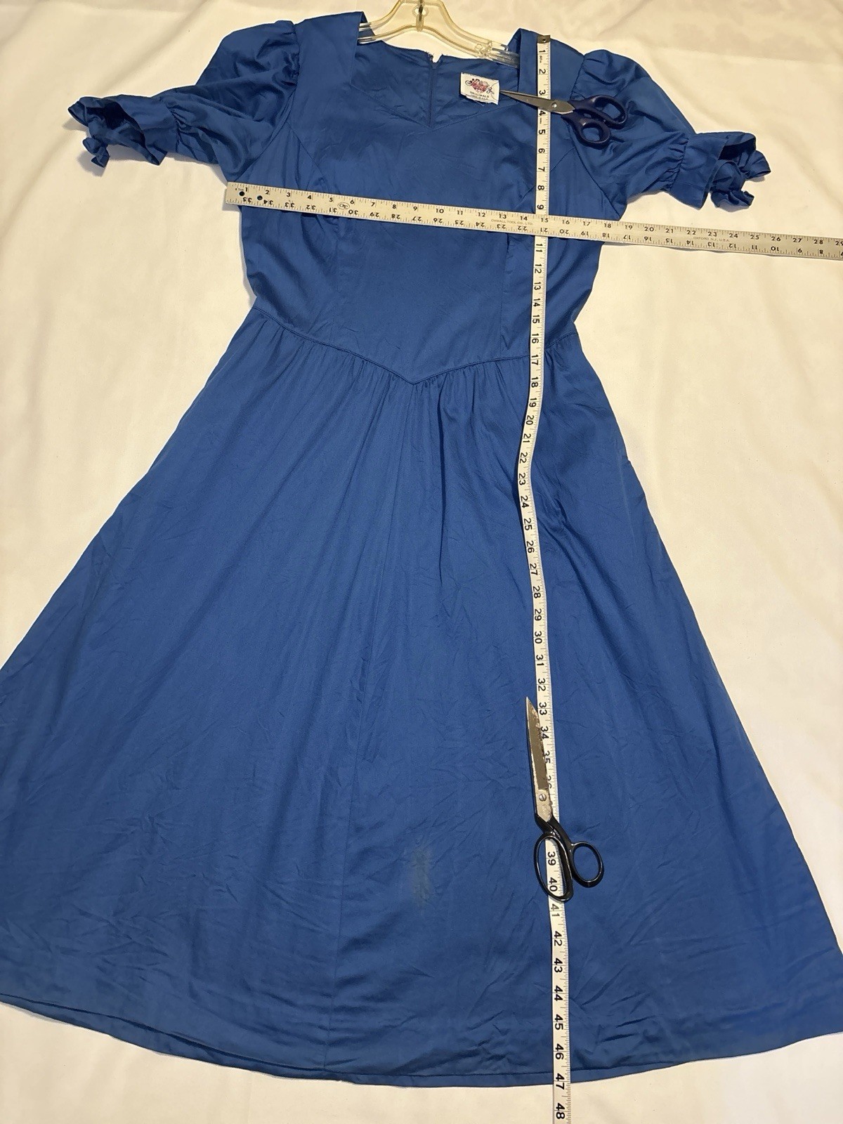 Vintage Lanz Originals Dress Women’s S/M Royal Blue Cottagecore Cut Tag Flaw