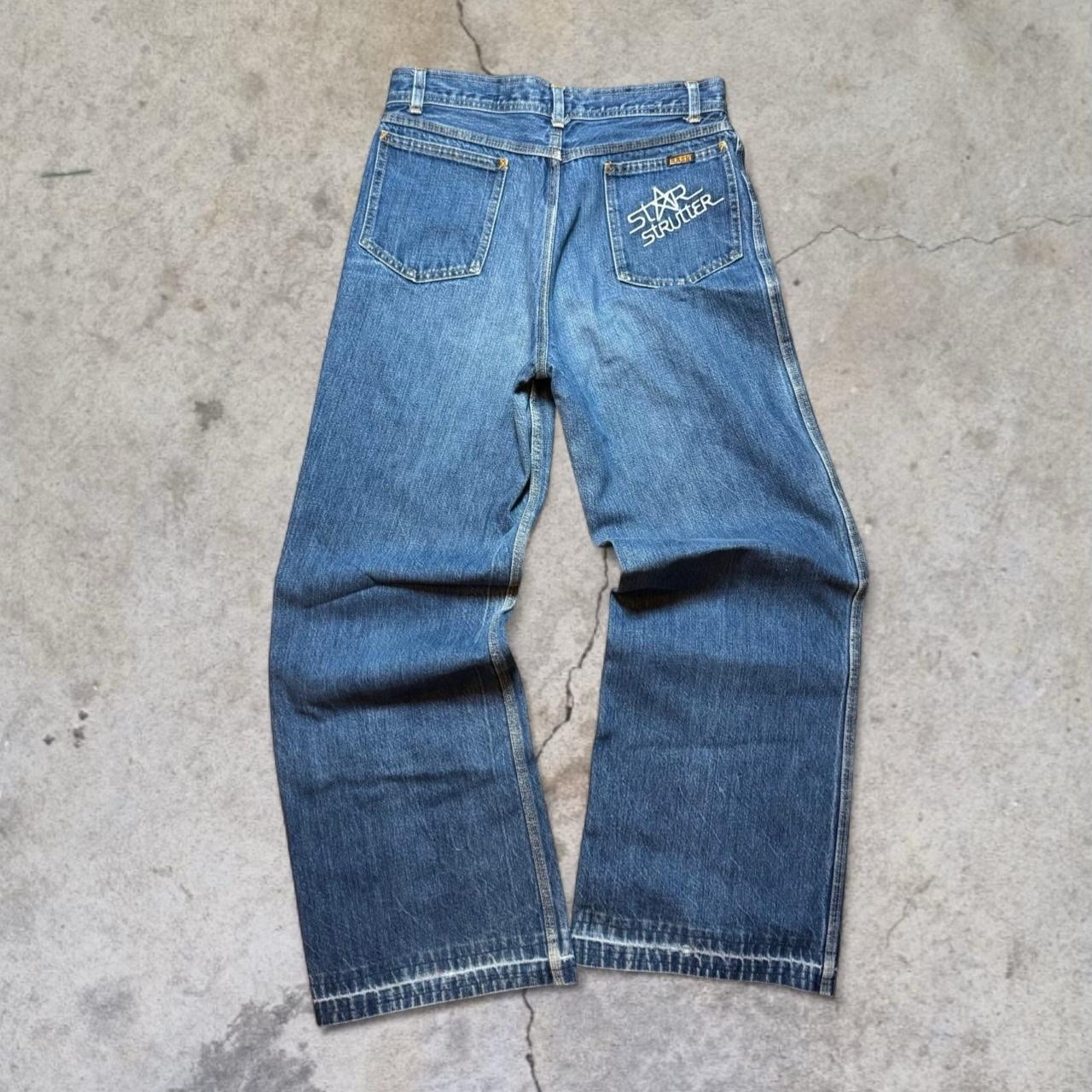Vintage 70s HASH Bell Bottom Denim Jeans with Star embroidery