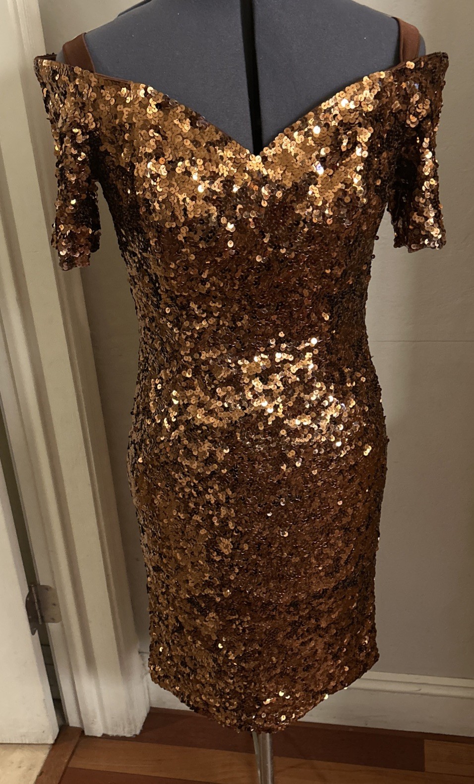 Vintage Modi for Neiman Marcus Sequined Mini Brown Dress Women’s Small