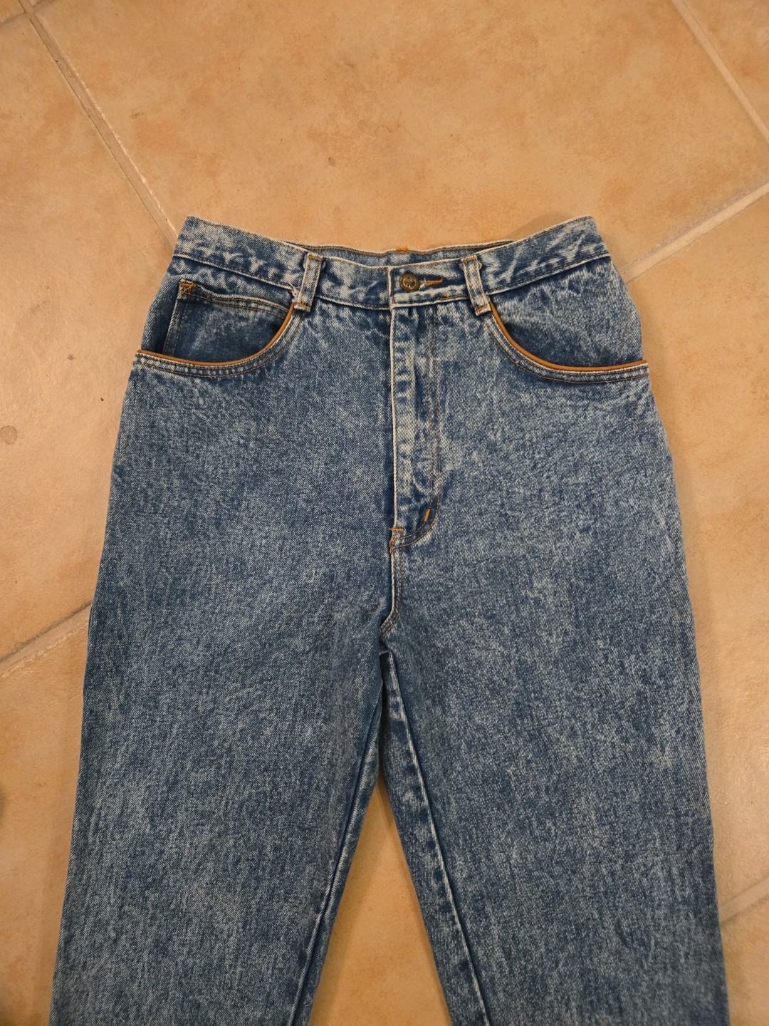 Vintage 80s Rio by Stephen Mardon Mom Jeans High Rise Taper Leg Leather Trim W26