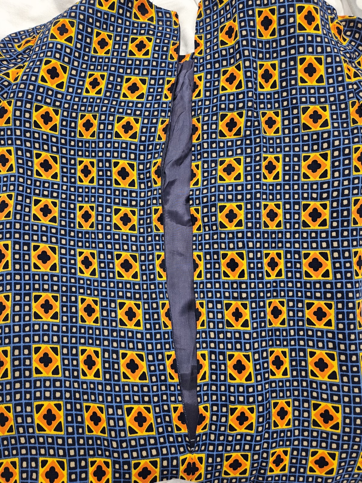Jean Louis Scherrer Size 38 Vintage 70s Dress + Matching Scarf/Belt Blue Yellow