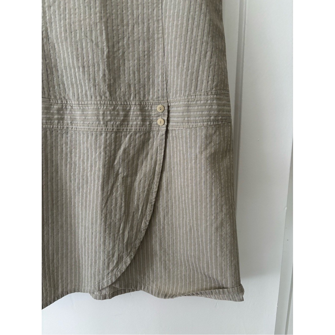 Vintage FLAX 100% Cotton Striped Mini Dress | USA Made Minimalist Cottagecore