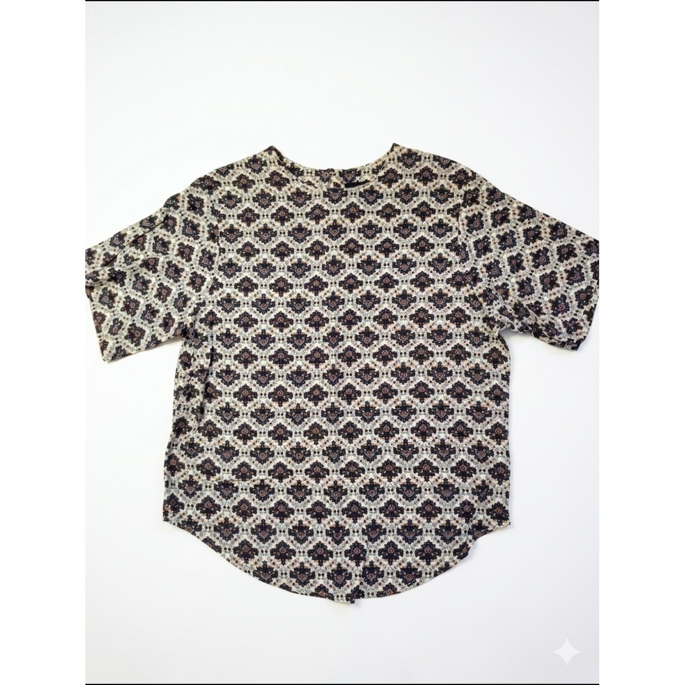 Vintage RAFFERTY Blue Gold Paisley Silk Feel Top L