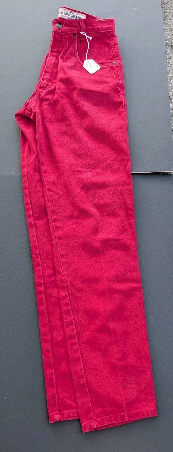 RARE Vintage 90s Denum Jeans by Panhandle Slim Red Tall Cowgirl W26 L32 USA