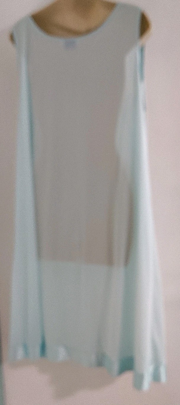 Vintage Vanity Fair Nylon Peignor Set Size XL Icy Aqua Robe Nightgown
