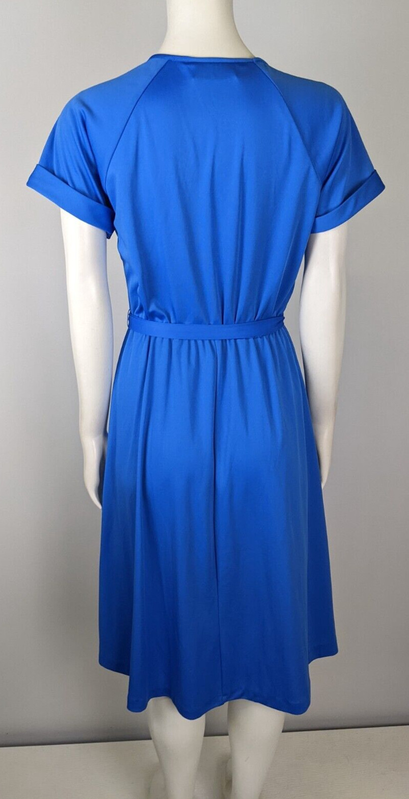 Vintage 70s Women’s Dress Size 12 Haband For Her Blue Belted Stretch Knit