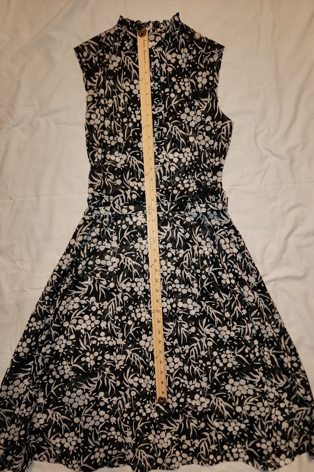 VTG Lady Carol Of New York Sheer Sleeveless Floral Black & White Dress Size 12