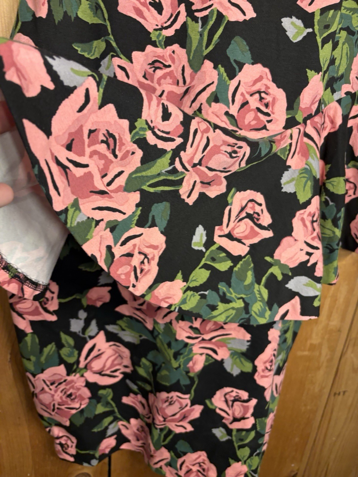 VTG Betsey Johnson Pink Rose Peplum Waist Sz L NWT Sexy Stretchy Body-con 40/34
