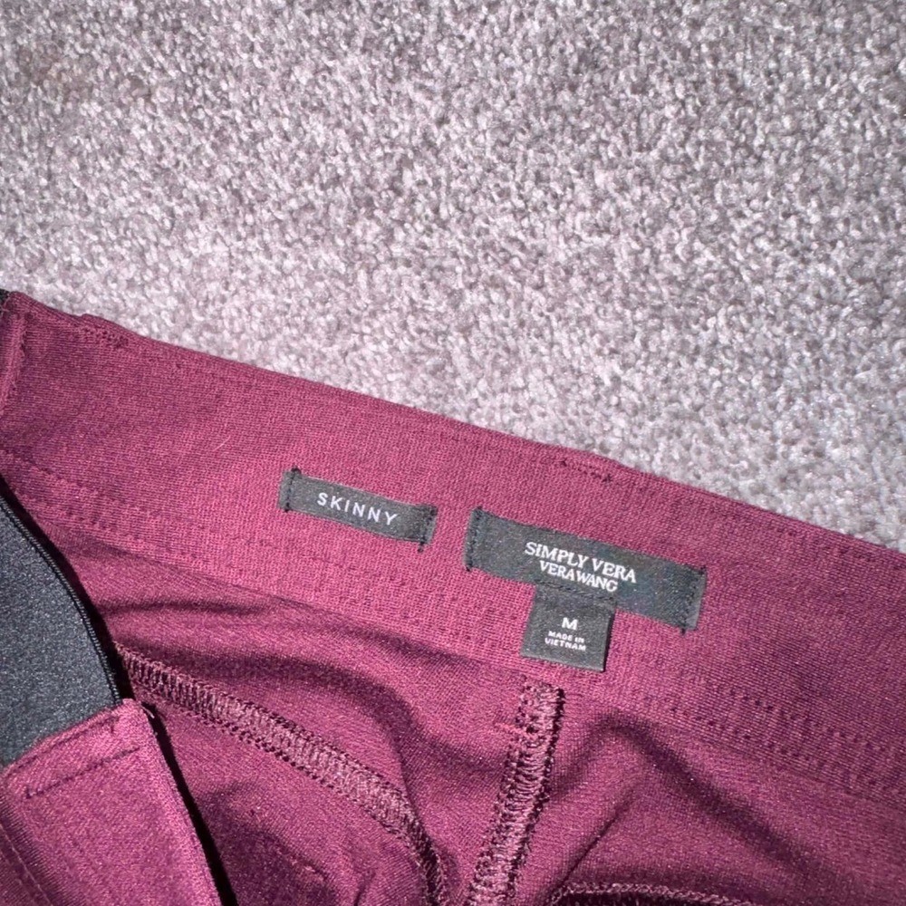 Simply Vera Vera Wang Burgundy Stretchy Skinny Pants Size Medium