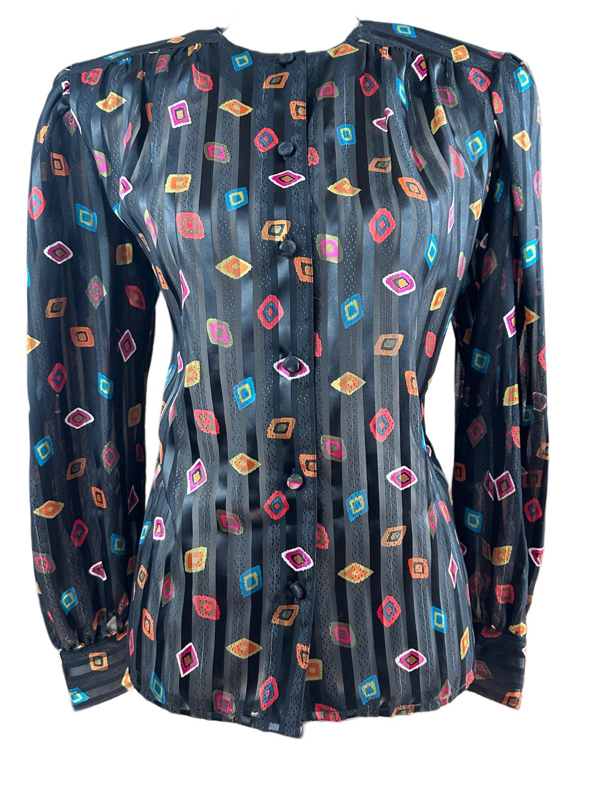 Vintage 80’s 90’s Y2K NWT Collections by Josephine Diamond Print Blouse Top 6