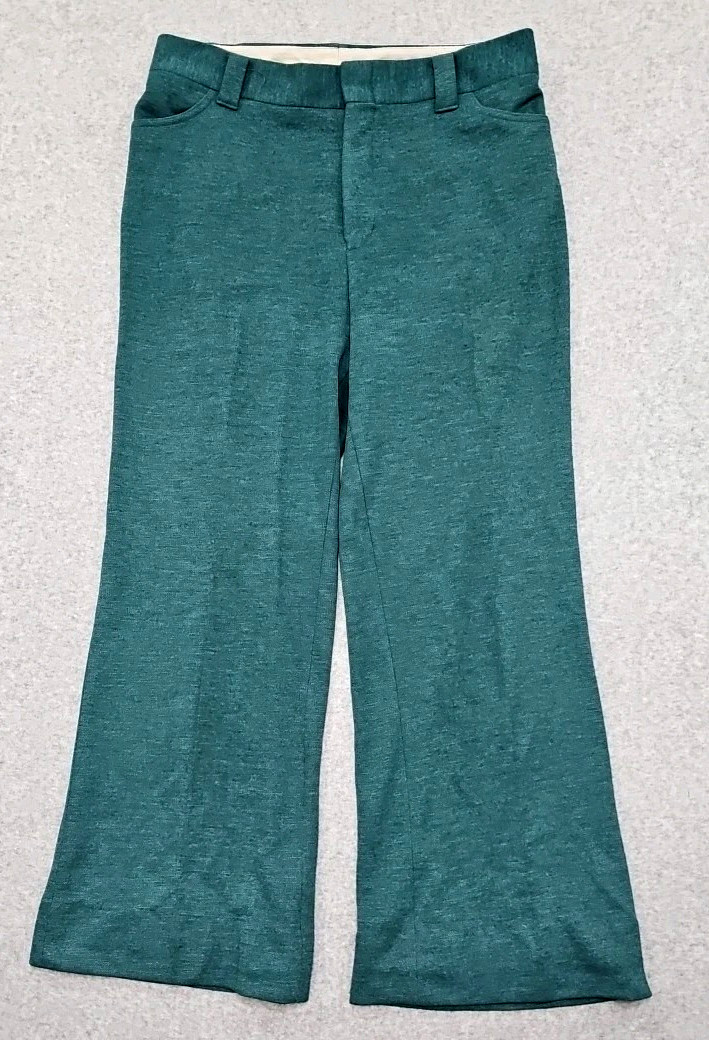 Vtg Levis For Gals Pants flare leg high-rise teal stretch knit sz 32×28 60s