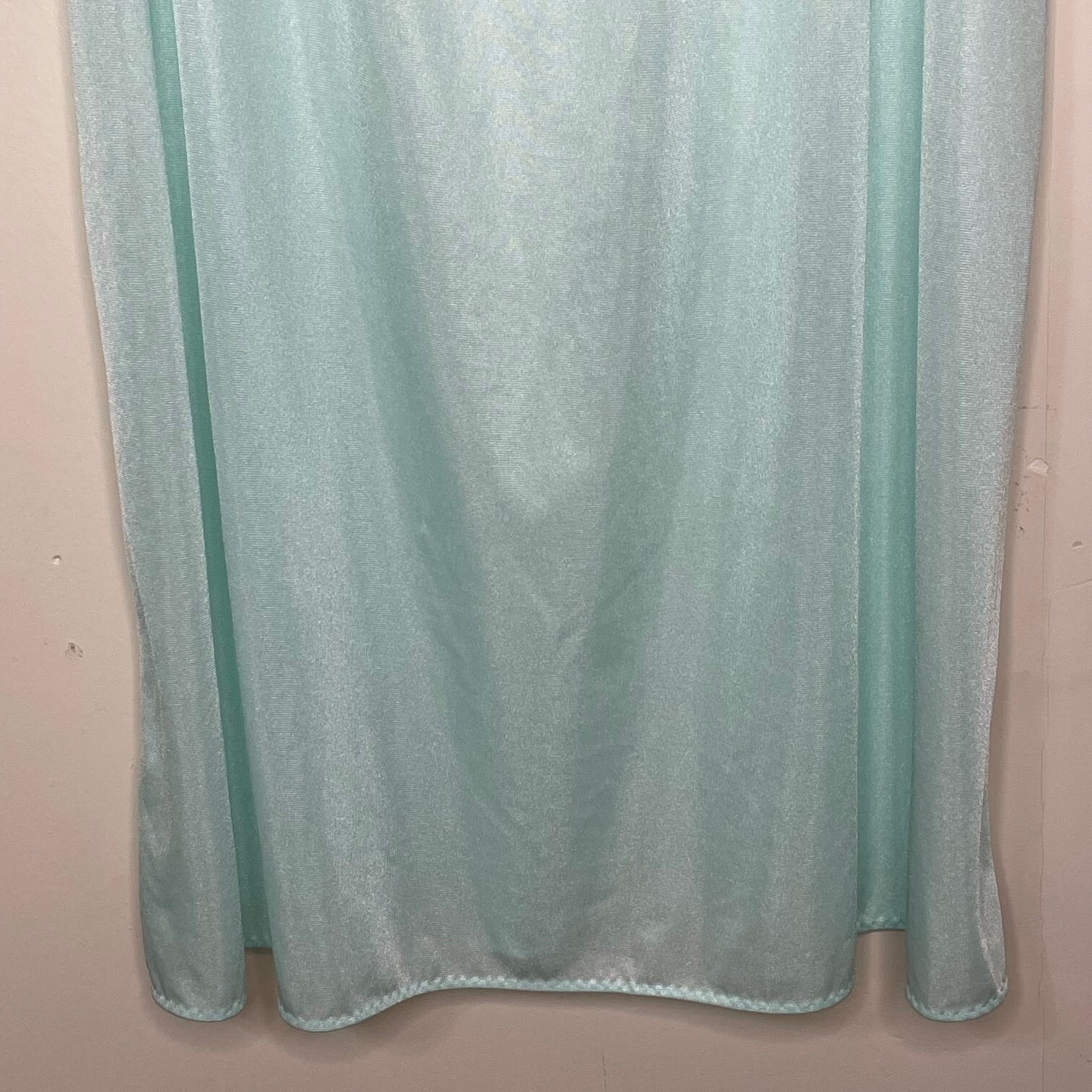 Vintage Nylon Nightgown size MEDIUM Nighty Sleep Wear Lace Front MINT Green USA