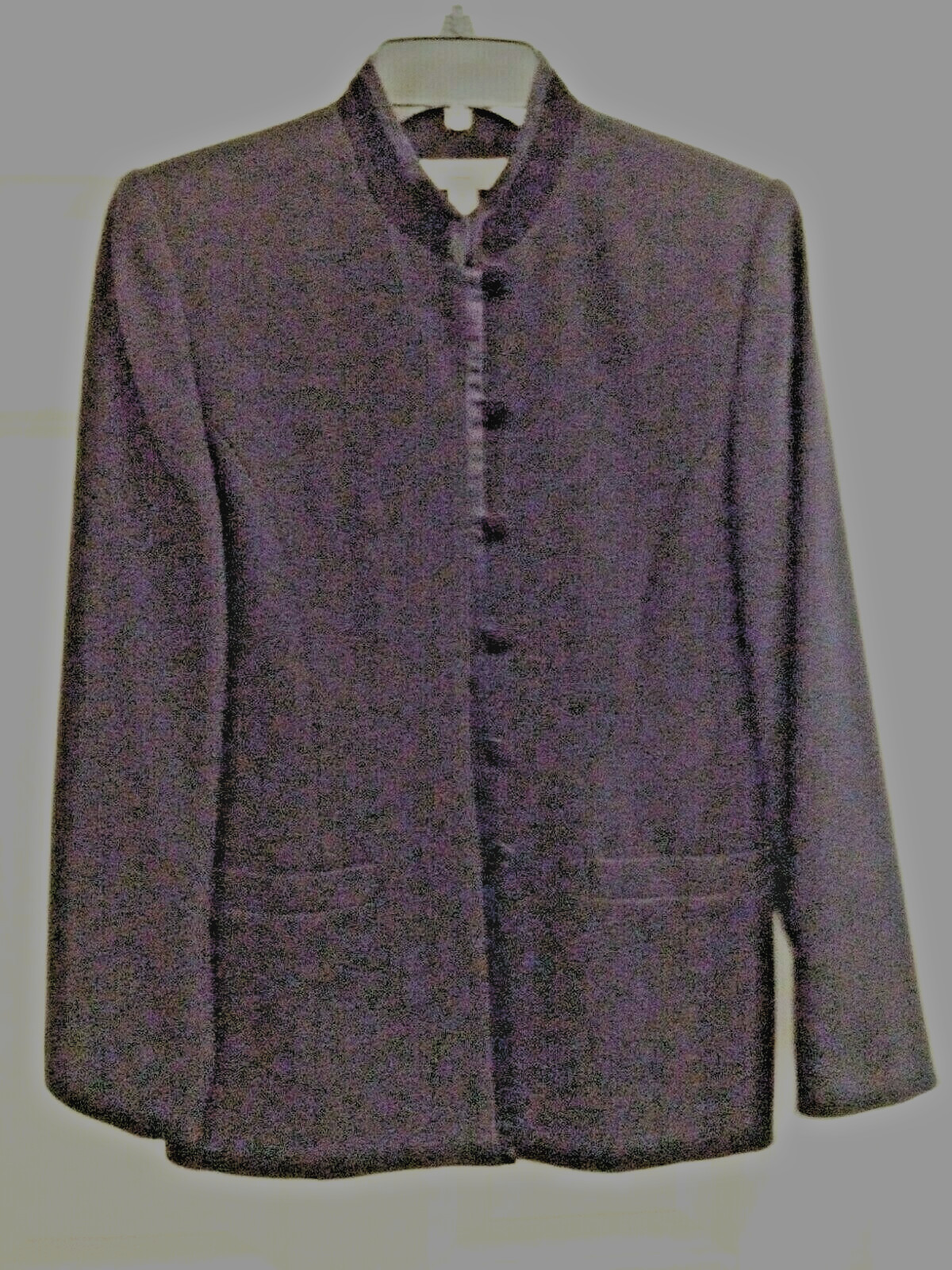 Vtg Lord & Taylor Wool Jacket Black Velvet Trim Mandarin Stand Up Collar Size 6P