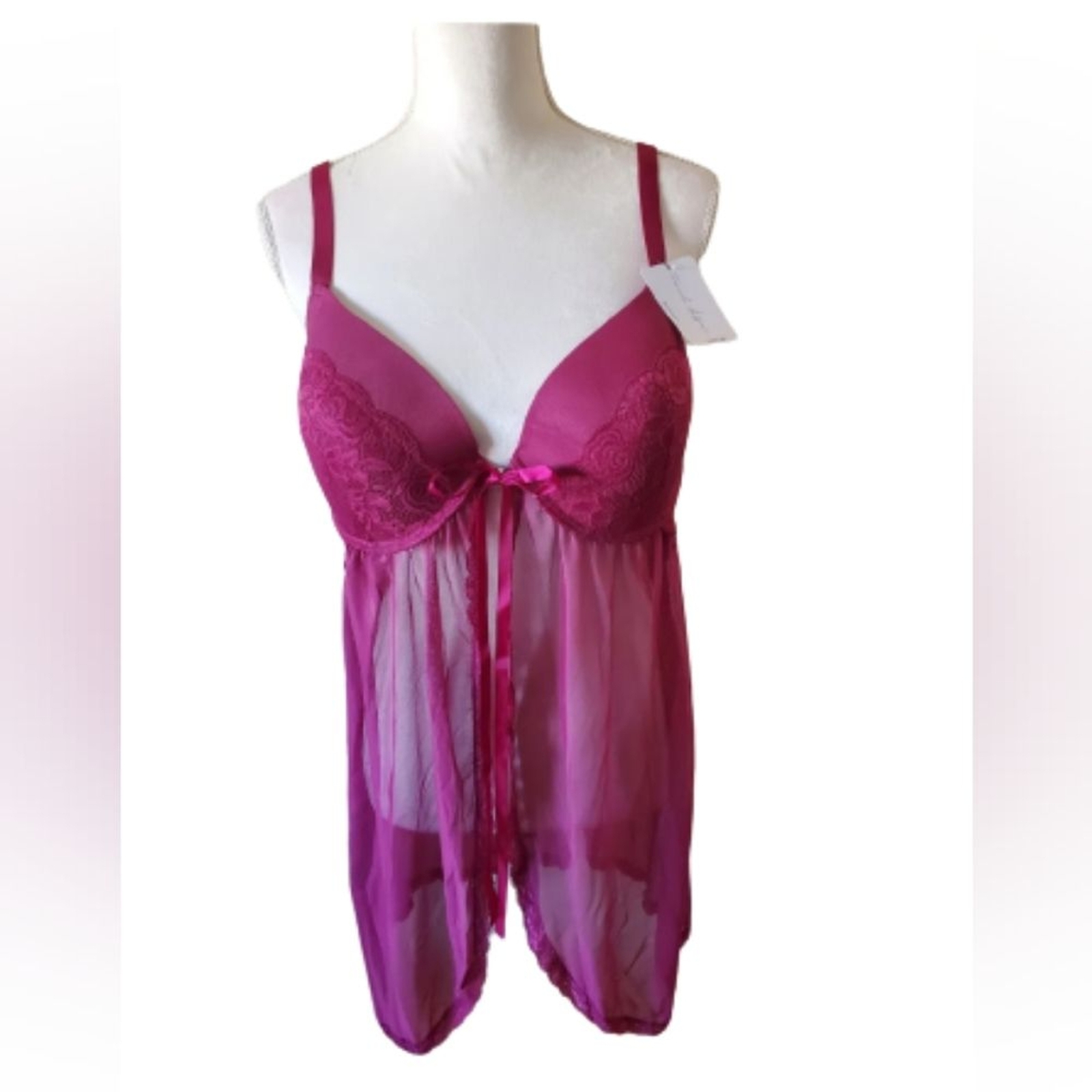 NWT French Affair Women’s Plus 3X Babydoll Set Lingerie Sheer Lace
