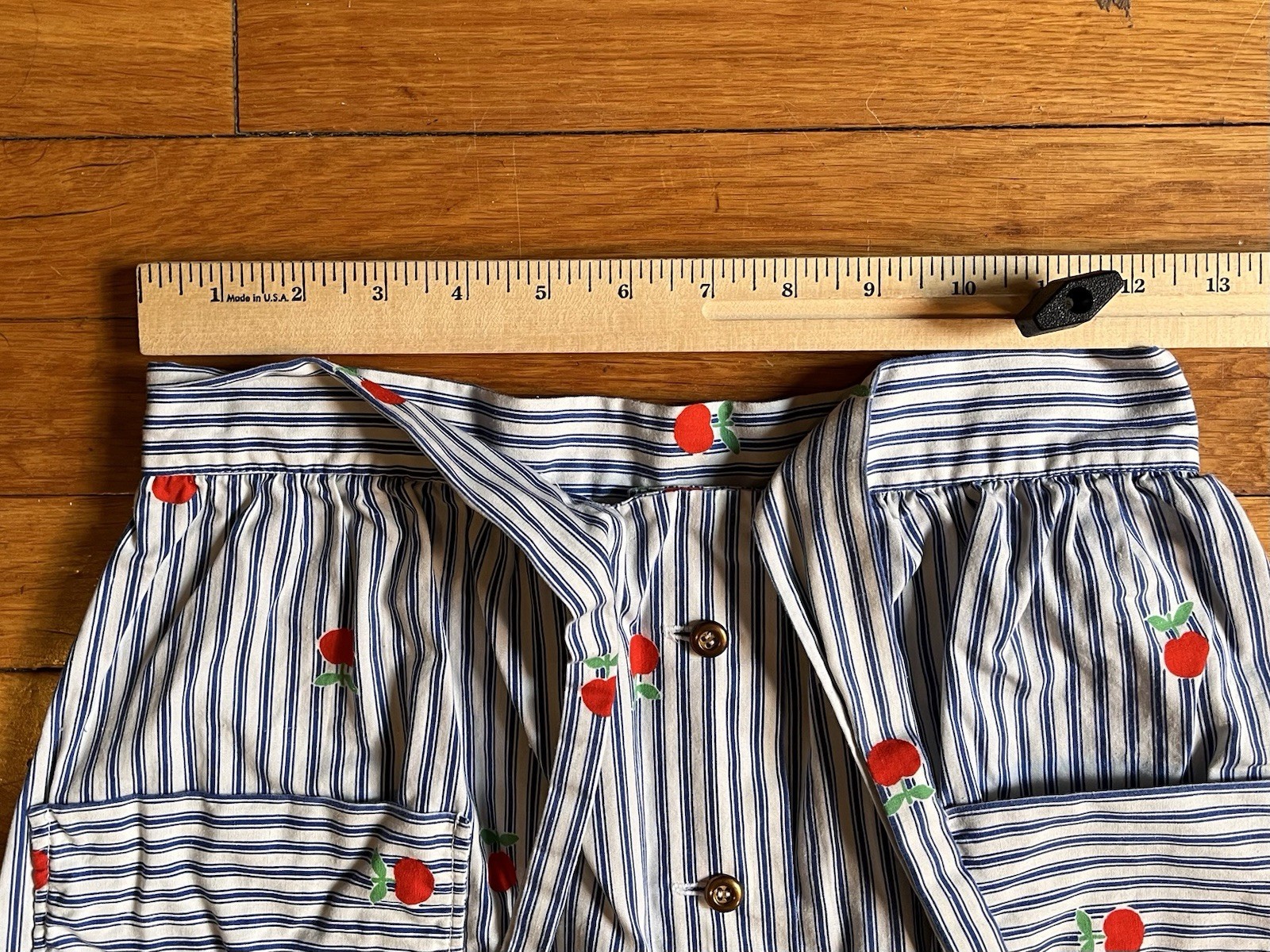VINTAGE 70s Jamison Boutique Apple Co-Ord Set 2 Piece Shirt Skirt Pinstripe Blue