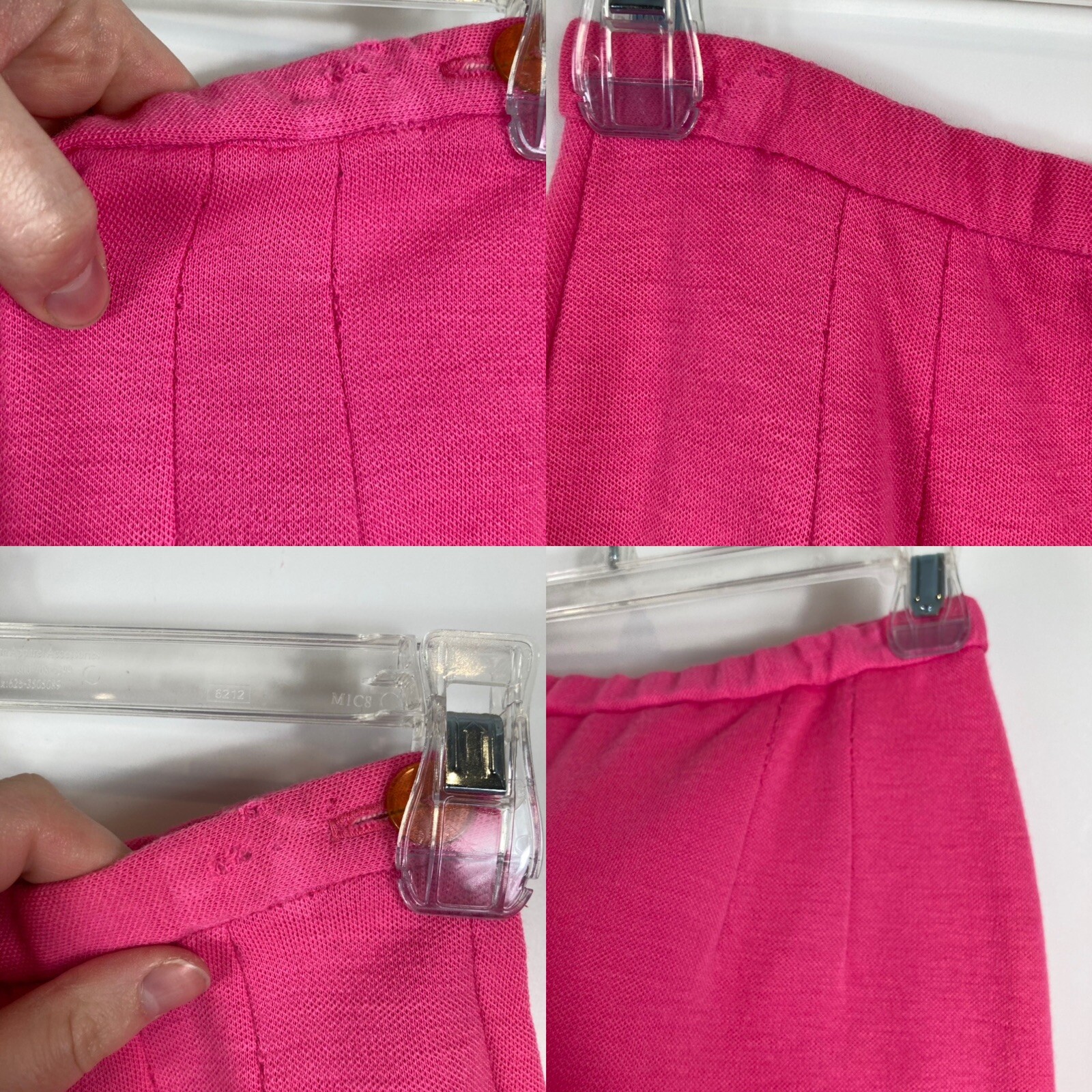 VTG Marie Phillips Pink Ivory 100% Worsted Wool Flat Knit Suit Skirt Set Women M