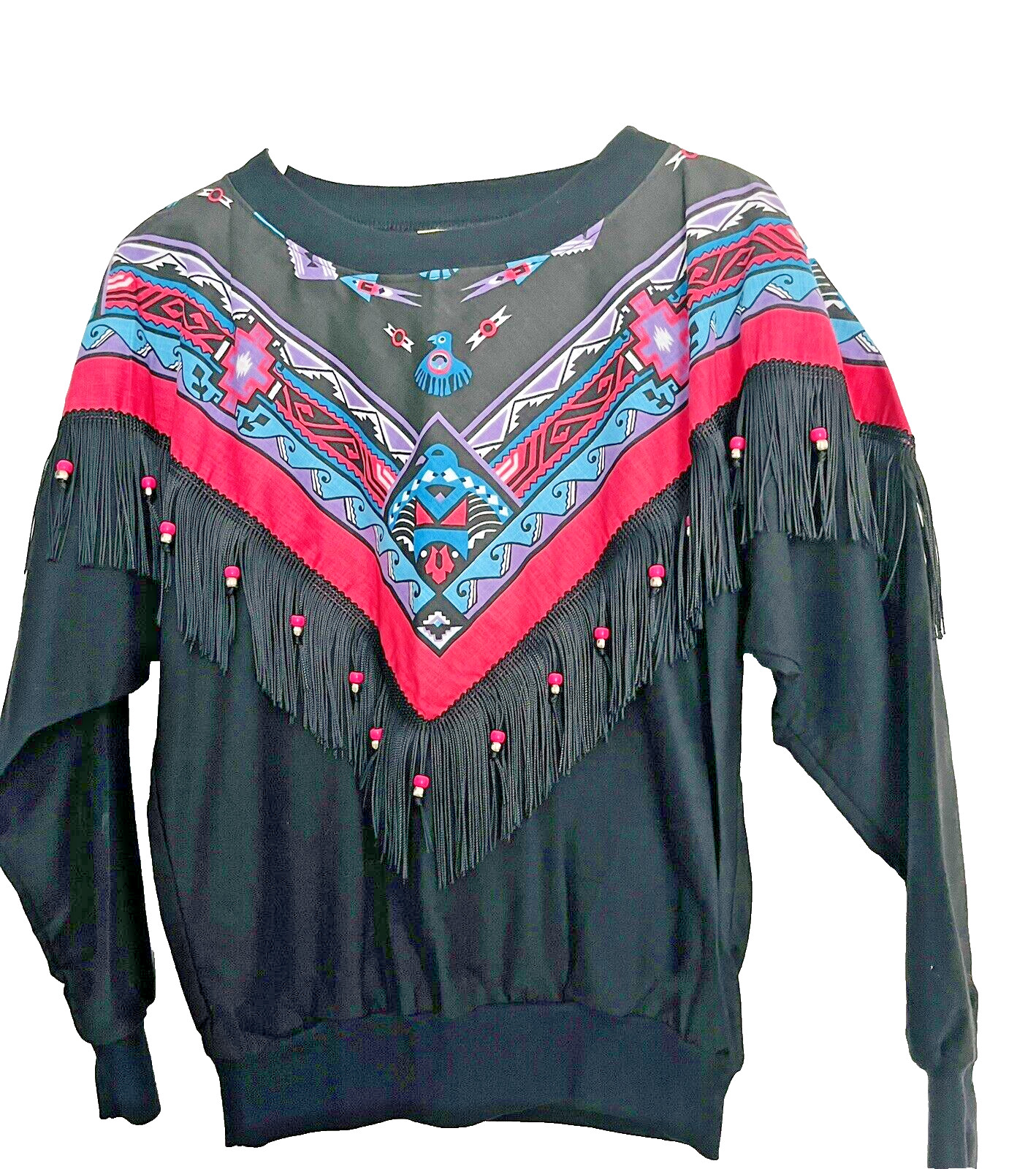 90’s Western Boho Festival Fringe Blouse Size S/M Western Cowgirl Aztec NWOT