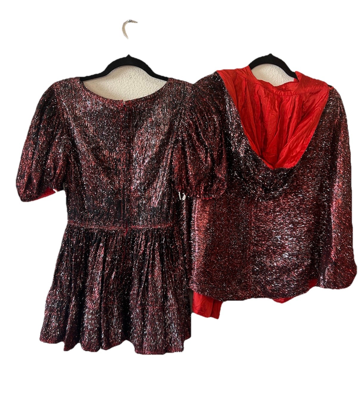 Vintage Williams Costume Metallic Mini Dress Cape Set XS/S Showgirl Burlesque