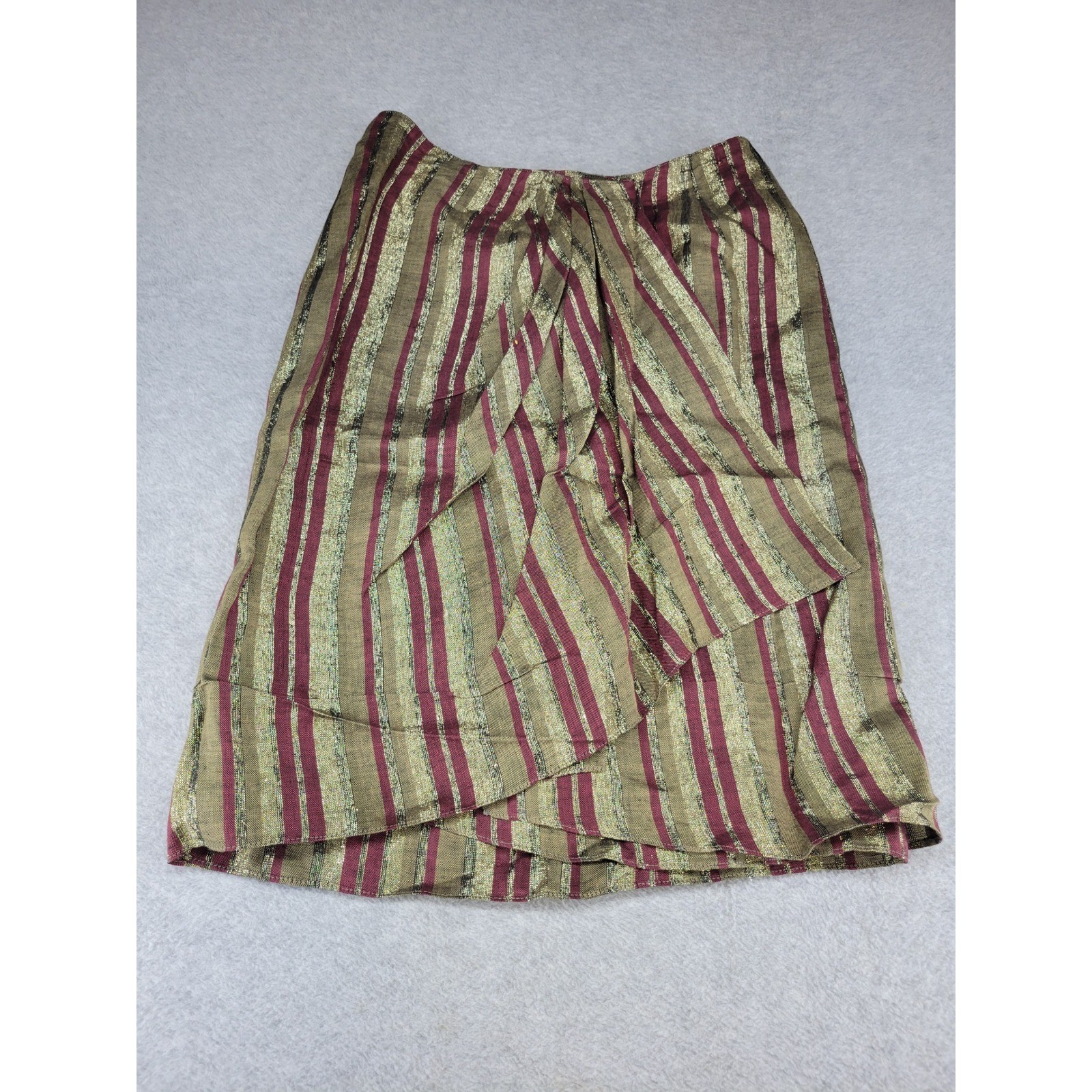 Vintage Anne Klein Metallic Lurex Striped Skirt Set Medium ILGWU USA Made Gold