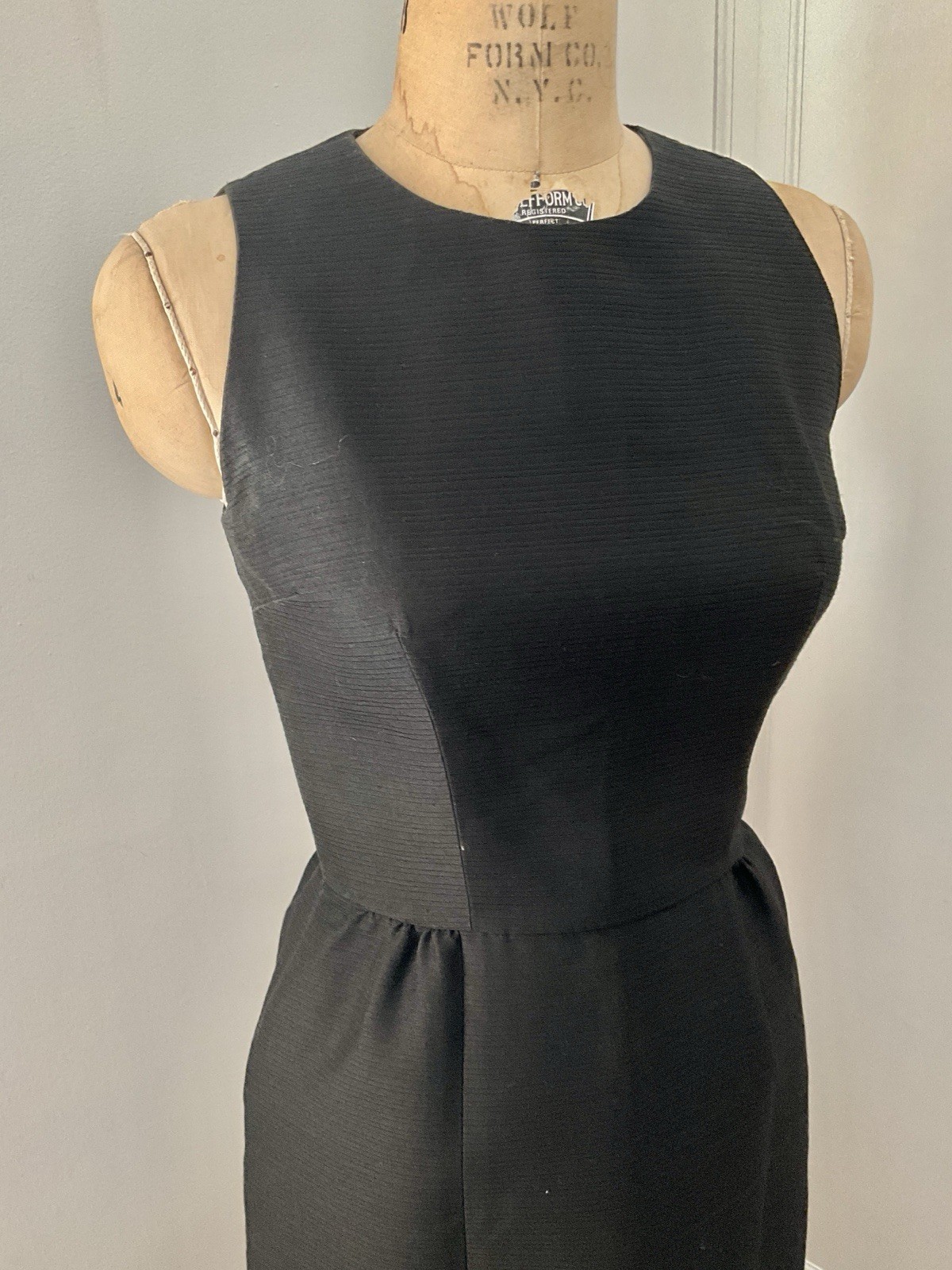 Vintage Early 1960’s Little Black Faille Dress with Flounced Hem