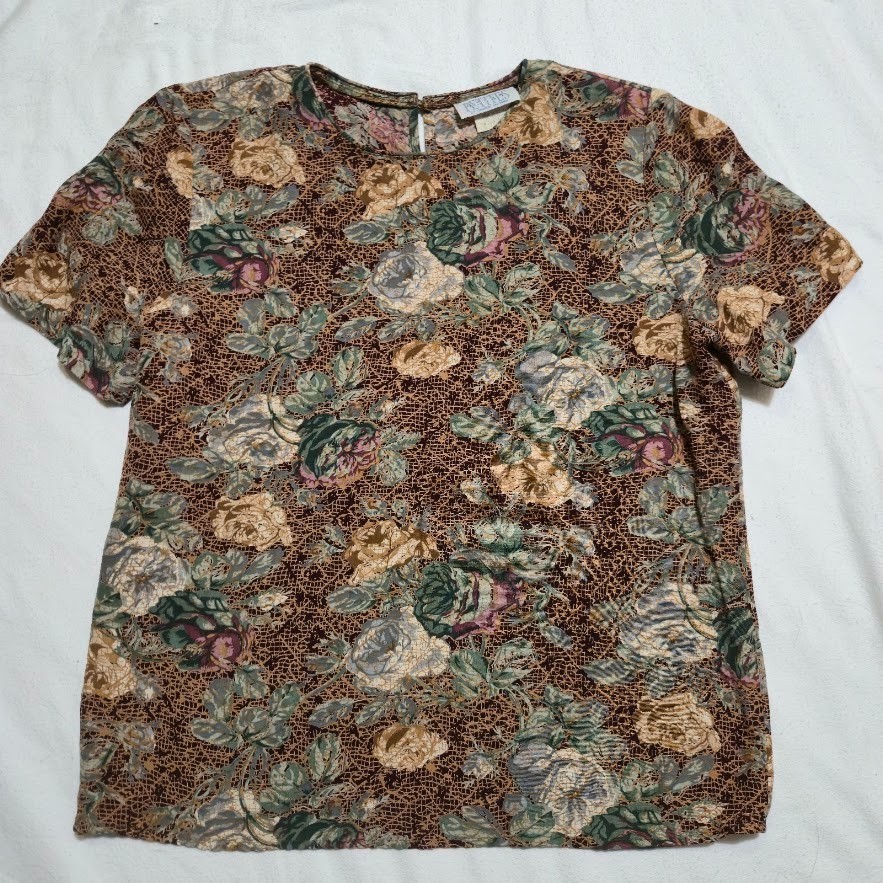 Vintage 90s Essay Sharon Anthony Floral Blouse Dark Academia Whimsigoth Petite 4