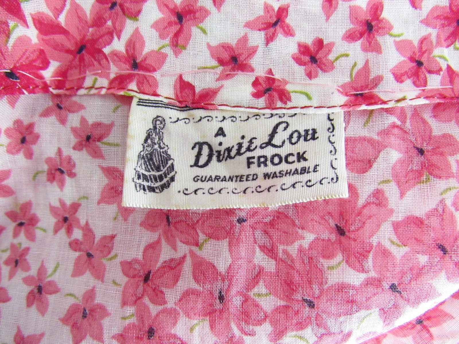 Vintage 40s 50s Dixie Lou Frock Sheer Cotton Floral Day Midi Dress MINT S/M
