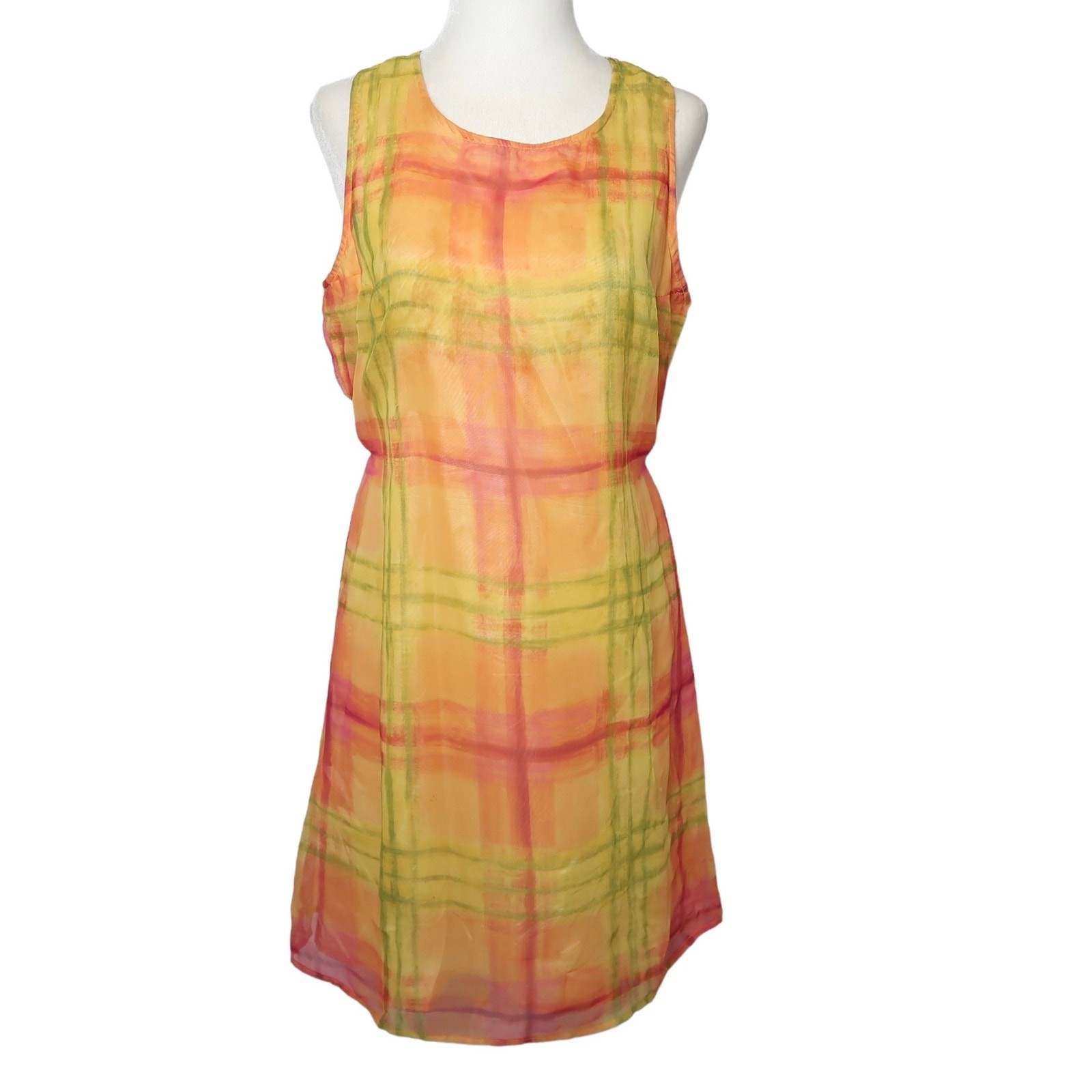 Vintage 90s Byer Too orange and green plaid mini dress 9