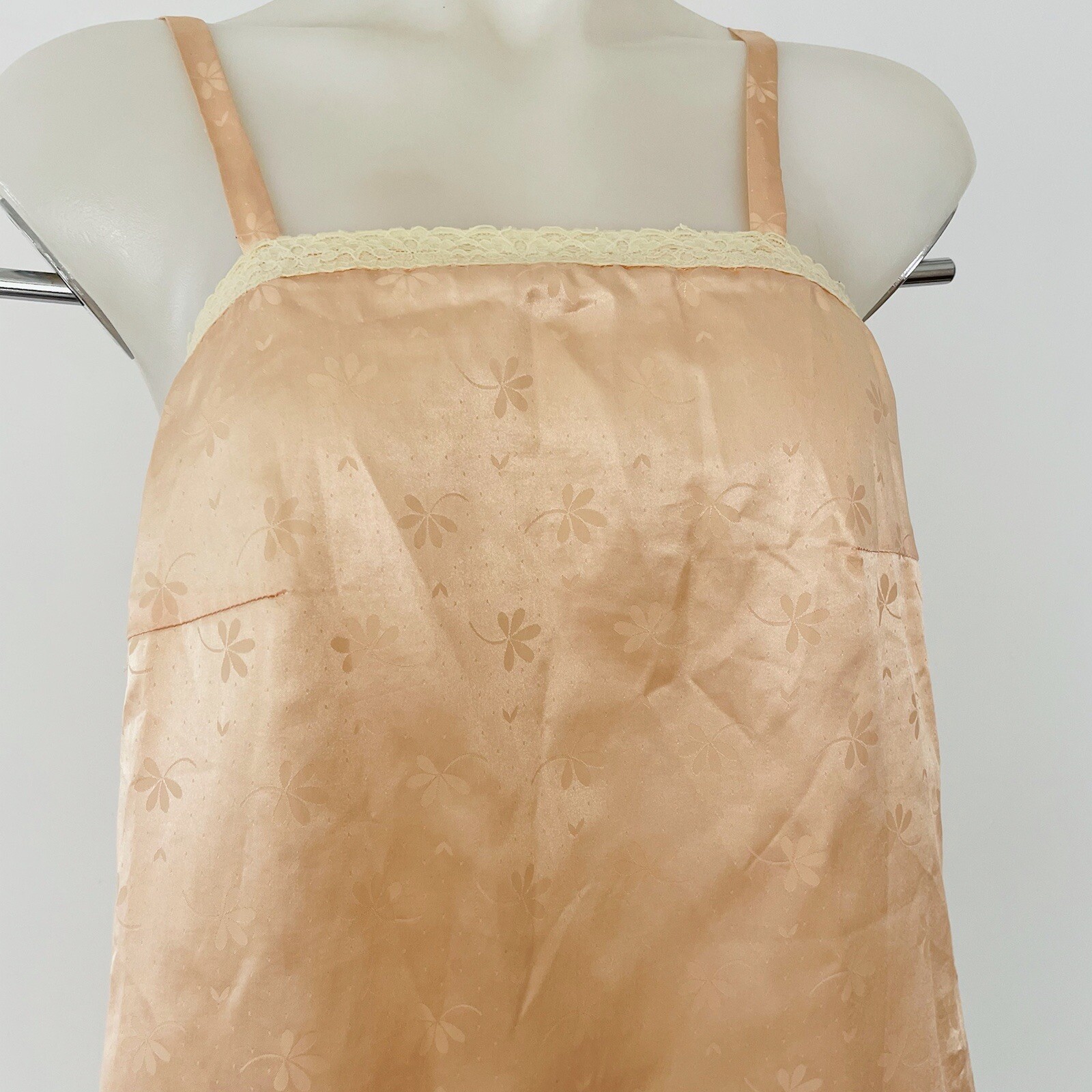 Vintage women’s apricot floral satin night slip dress & dressing gown size S M