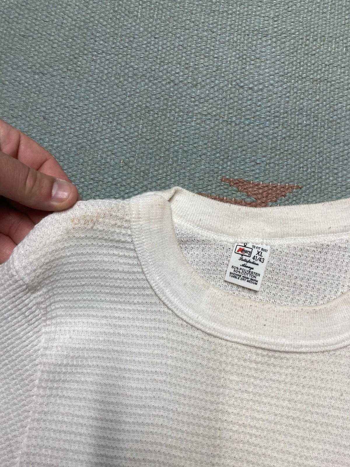Vintage 70s waffle knit thermal shirt Kmart grunge base layer women’s XL