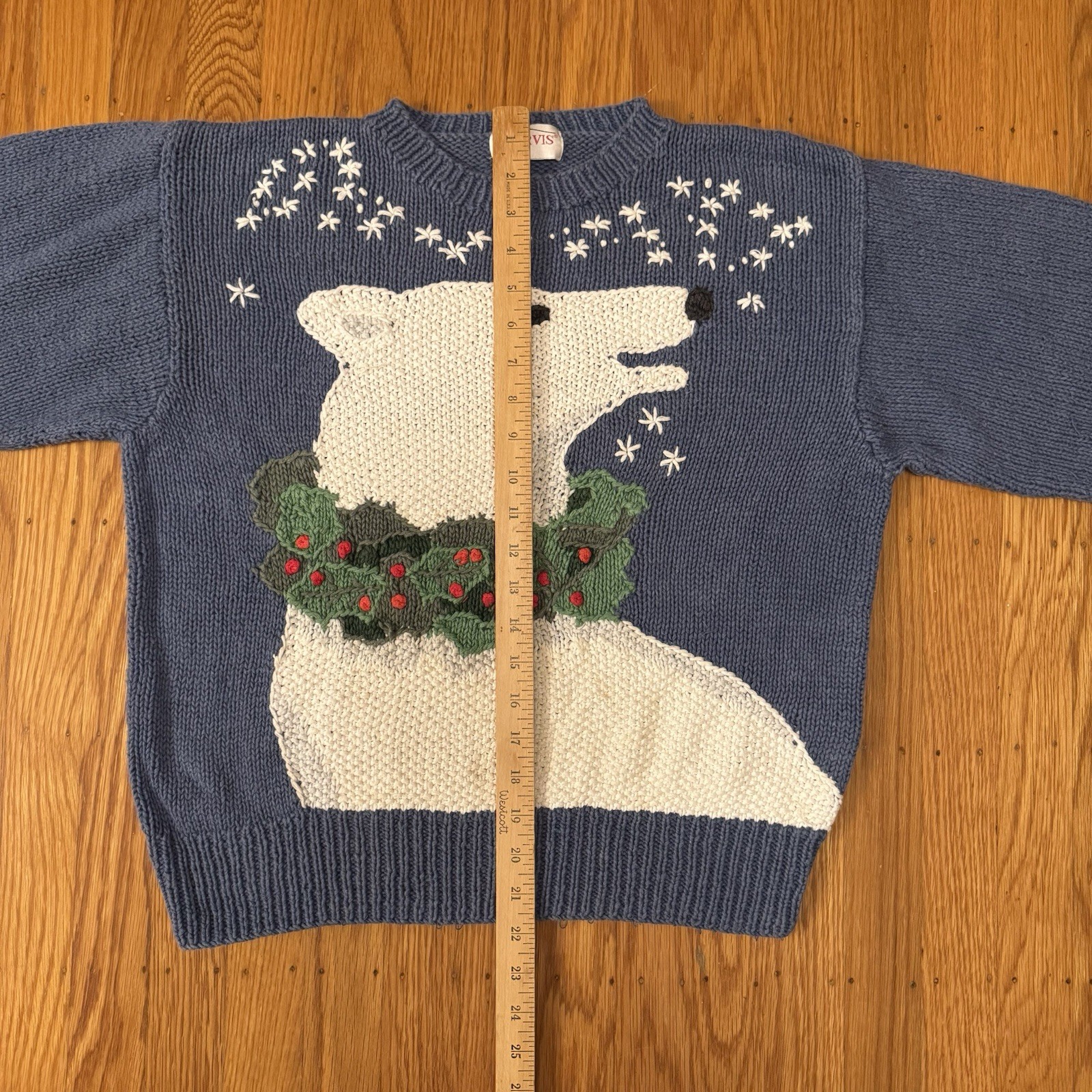 Vintage 90s Orvis 3D Knit Christmas Holiday Polar Bear Sweater Women’s Large