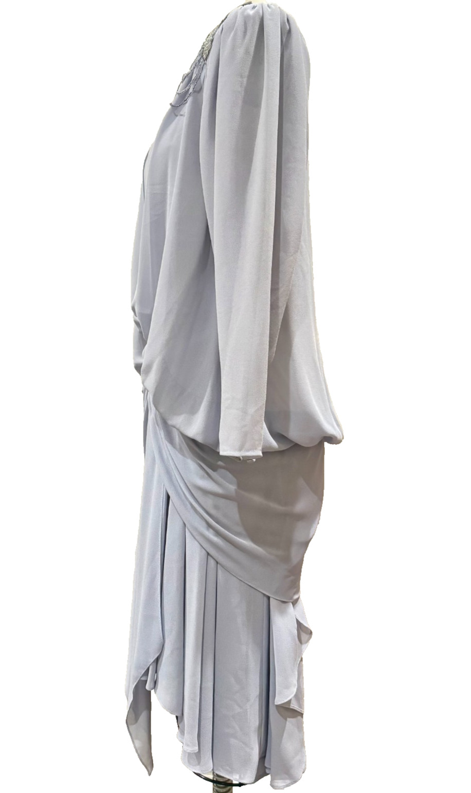 Vtg Casadei DropWaist Dress Women Sz 6 Beaded Shoulders 80s Does 20s Blue/Gray