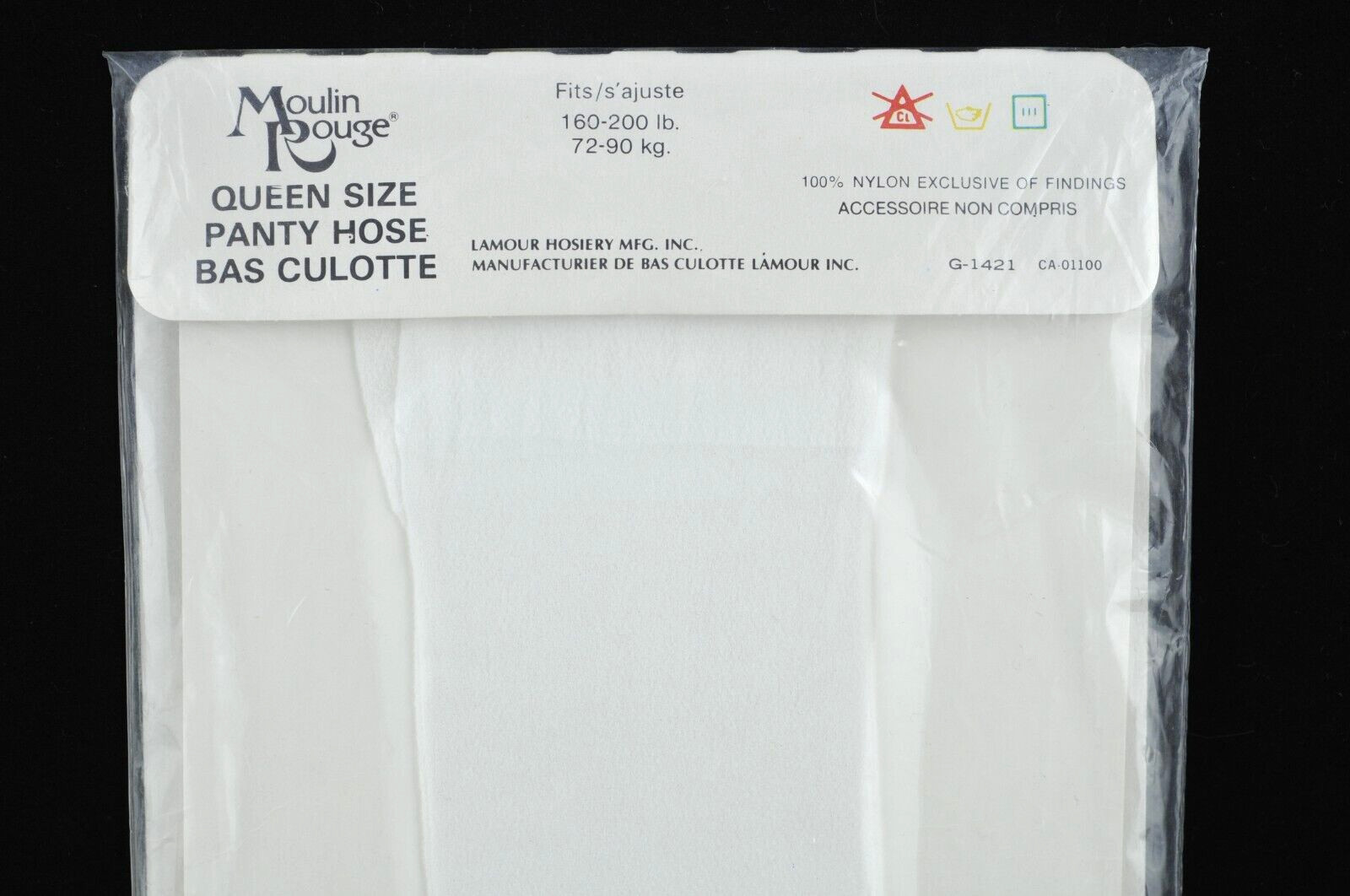 🌟Vintage Pantyhose w/MODEL Queen Size~White Color~Moulin Rouge Canada
