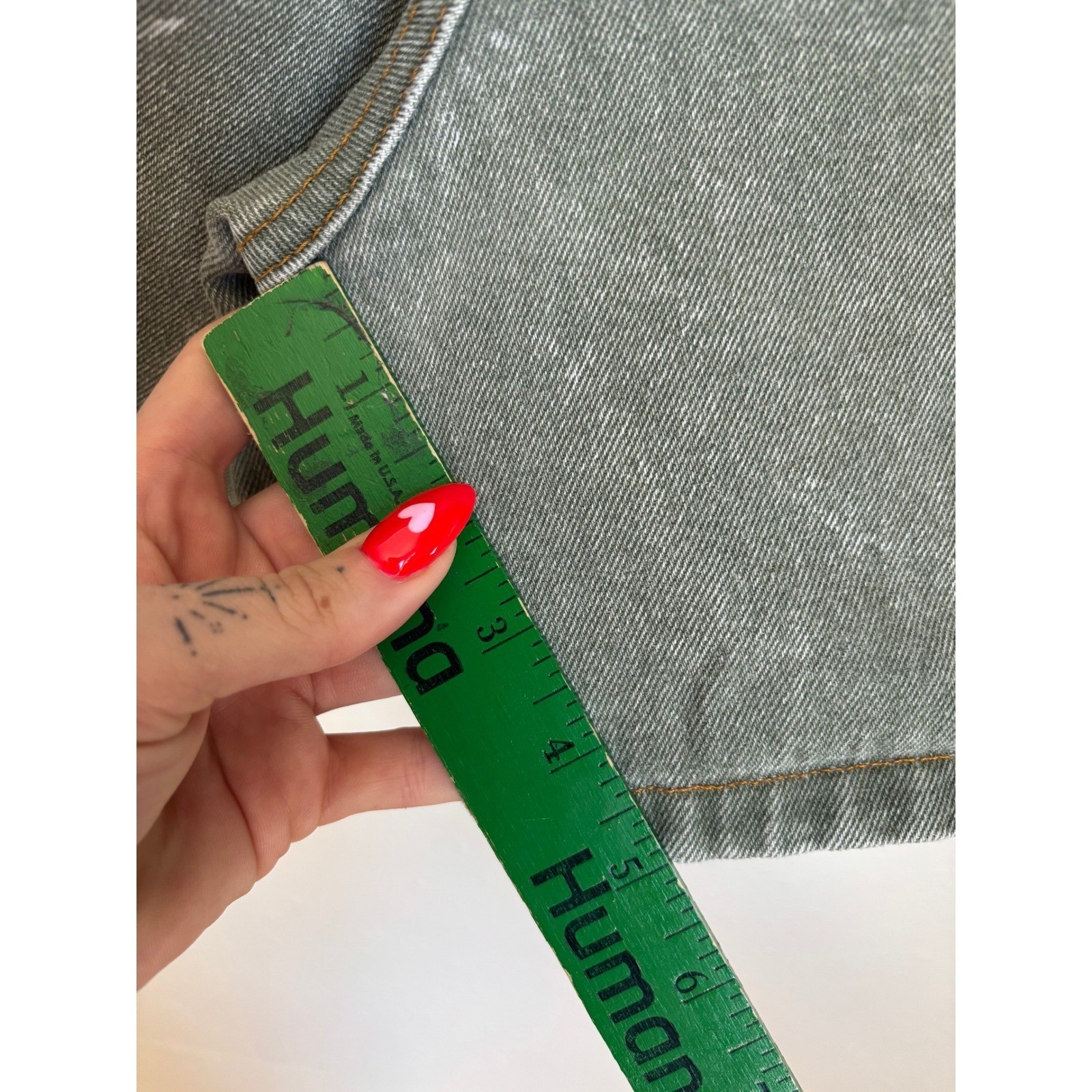 Vintage Eunina New Generation High Waisted Olive Green Denim Shorts Made in USA