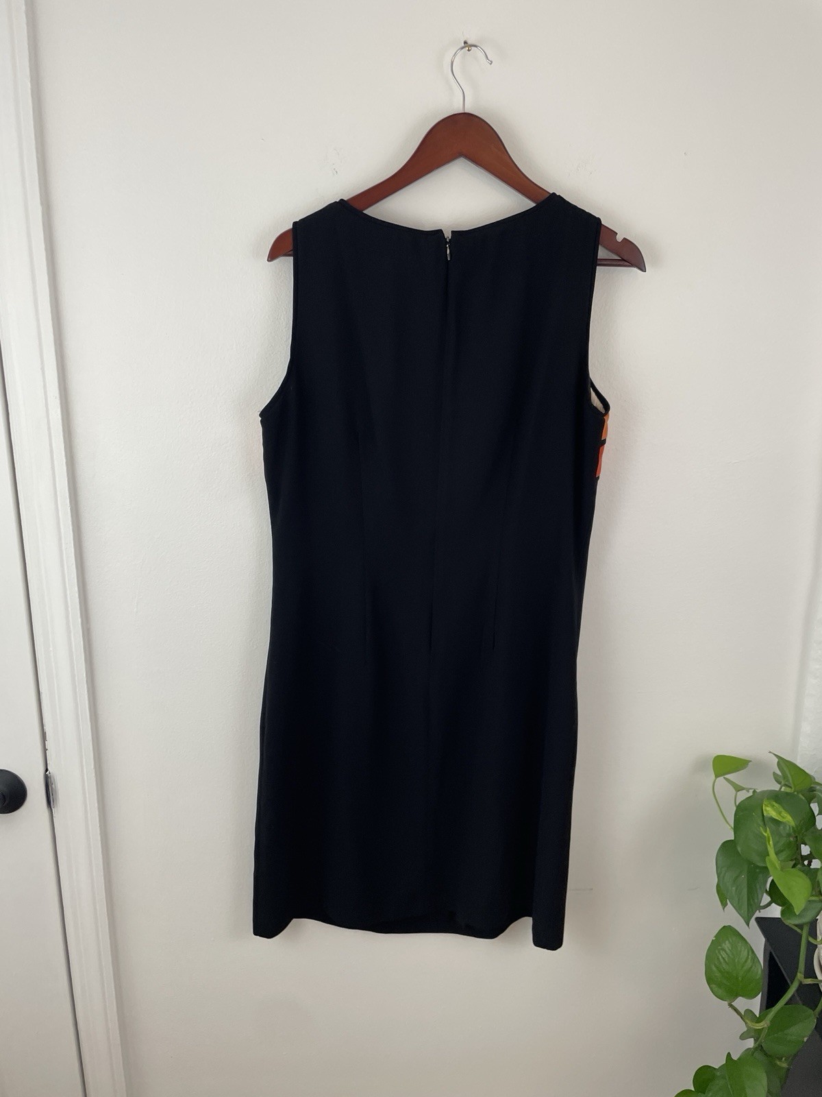 Vtg 90s CDC Colorblock Orange Yellow Black Sleeveless Sheath Dress Women’s 14