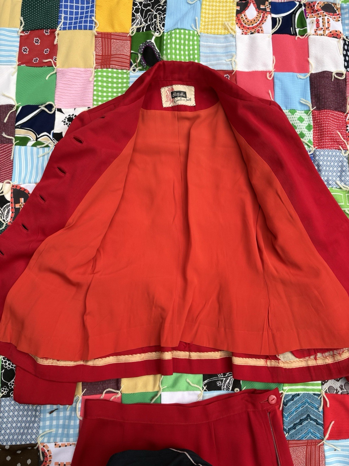 1960s Betty Rose Red Coat & Skirt Set Women’s Vintage