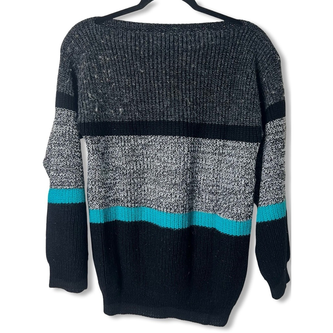 VTG 80s Adele Knitwear Women’s Colorblock Stripe Pullover Sweater Made USA Sz. M