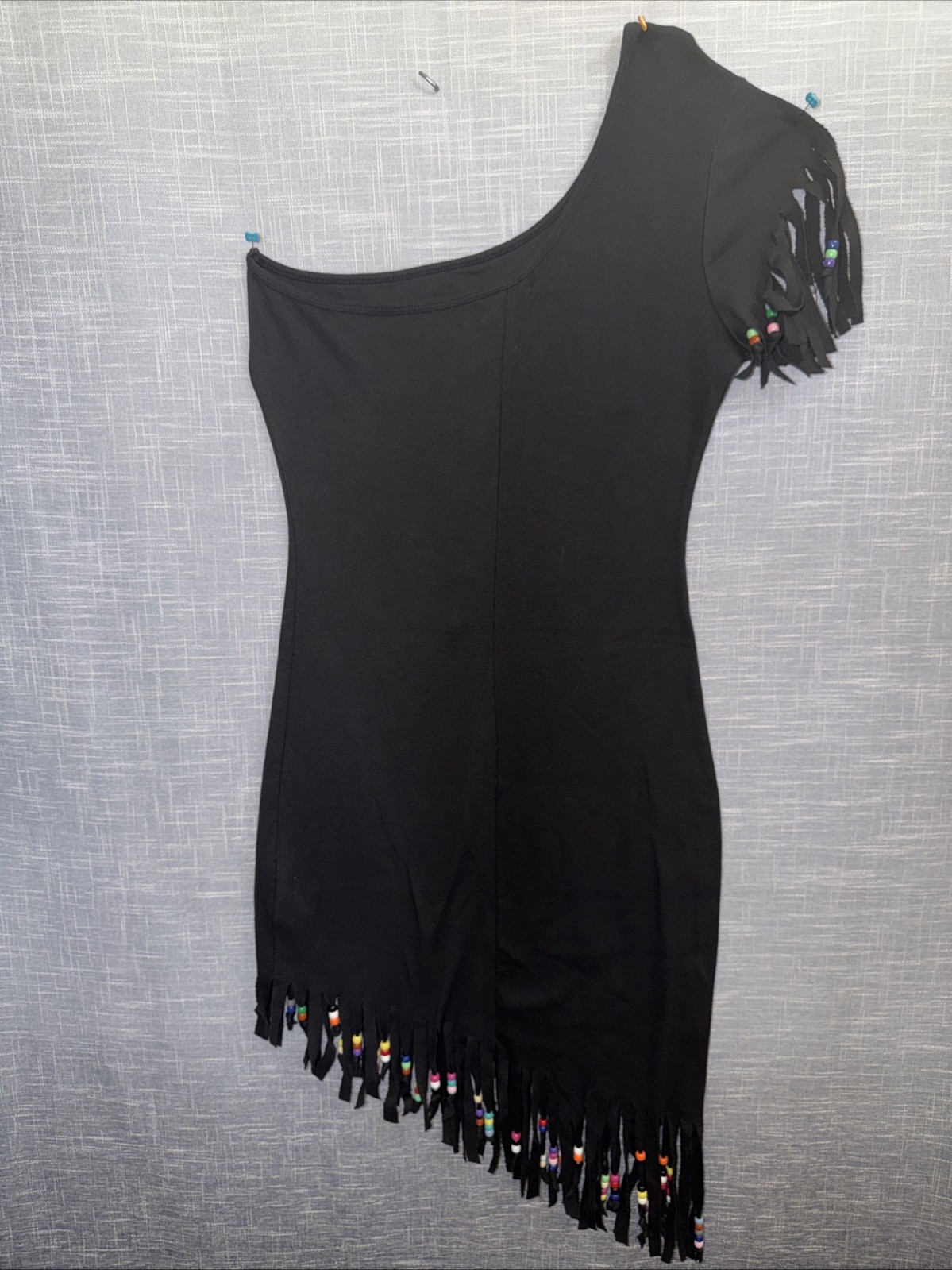NWT Motorcycle Biker Dress Love Sexy Jnco Beaded Fringe Sacred Asymmetrical M