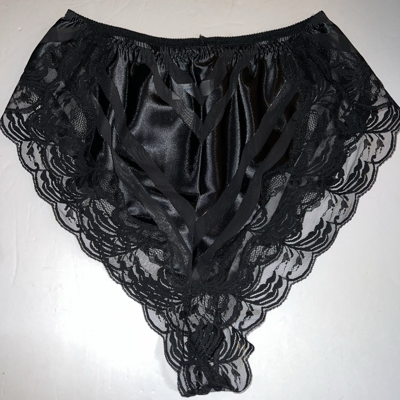 Vtg Maidenform Chantilly Panties Black Lace Trim Women’s Sz 7 A La Carte 93612