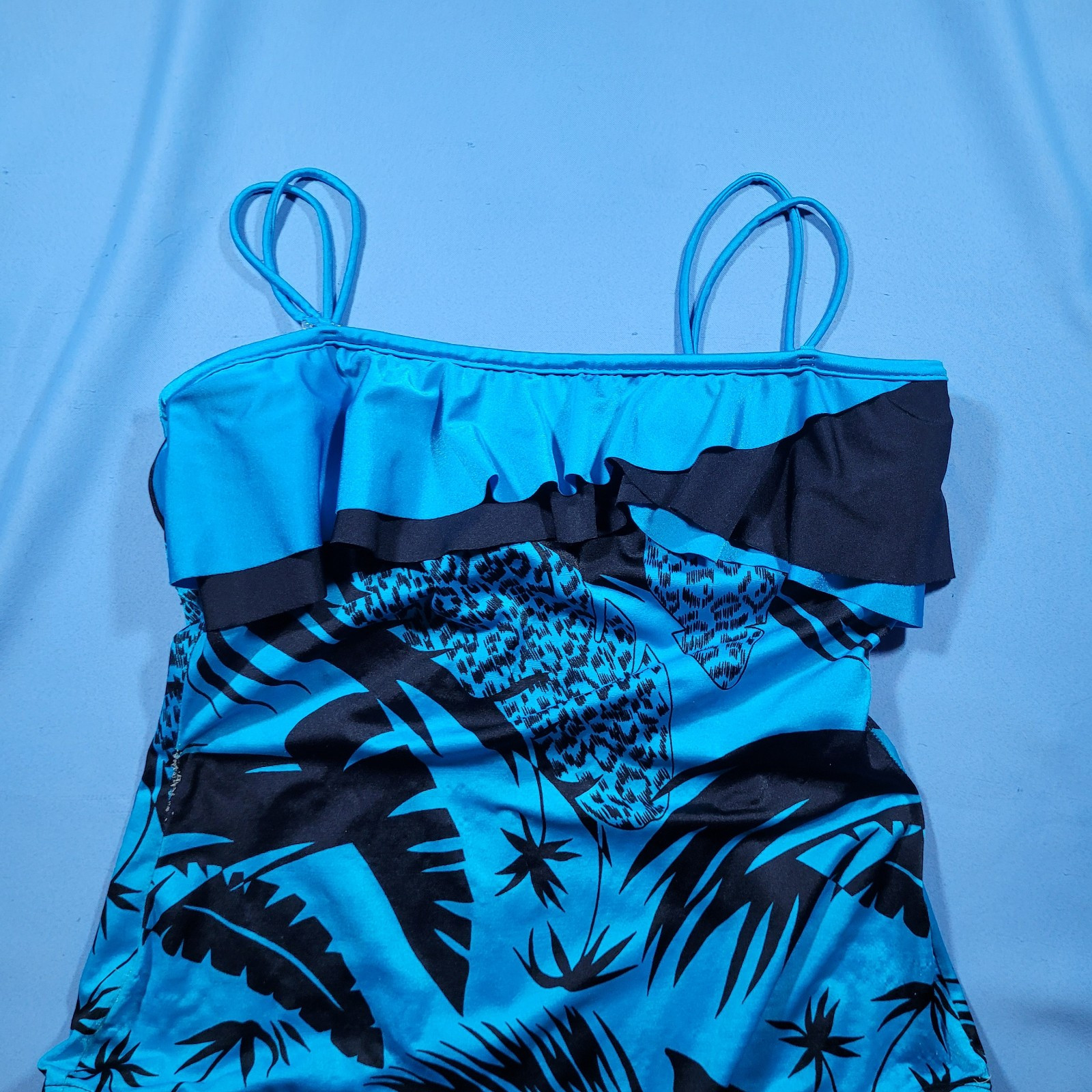 Vintage 80s/90s Blue And Black 1 Peice Bathing Suit Size Xxl, 1/2x