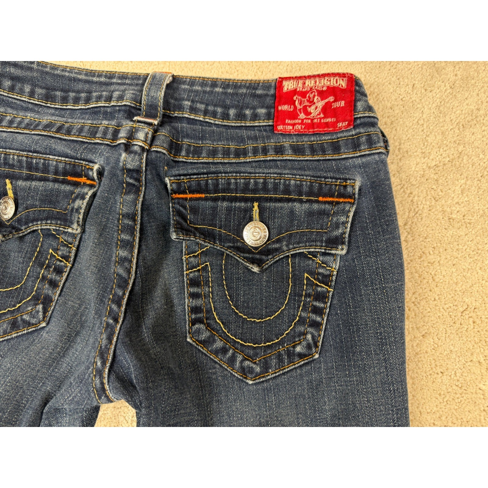 VINTAGE Y2K TRUE RELIGION JOEY Twisted Seam Distressed Jeans Women’s Sz 27 #1570