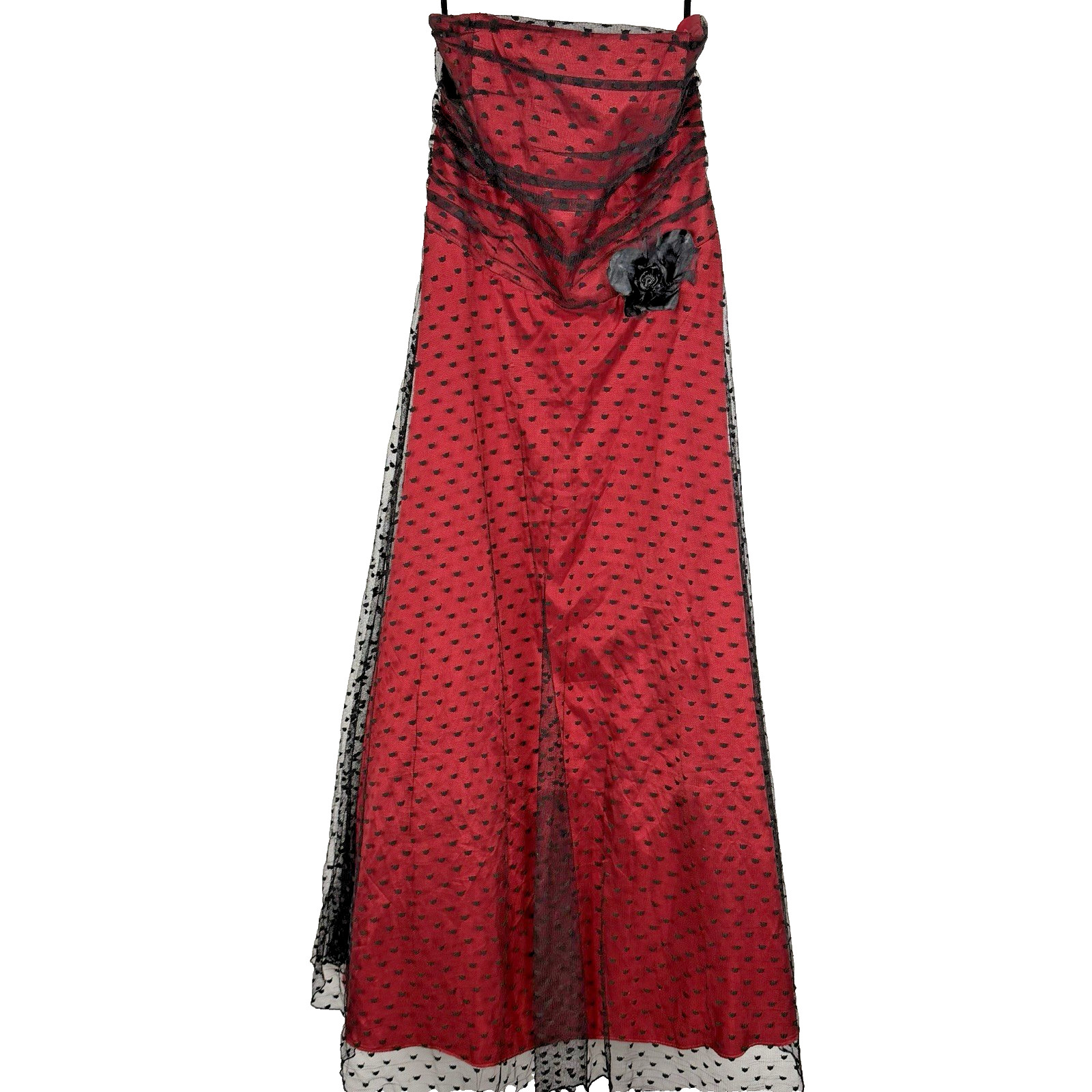 Vintage Scott McClintock Strapless Gown Size 12 Red Black Romantic Whimsigoth