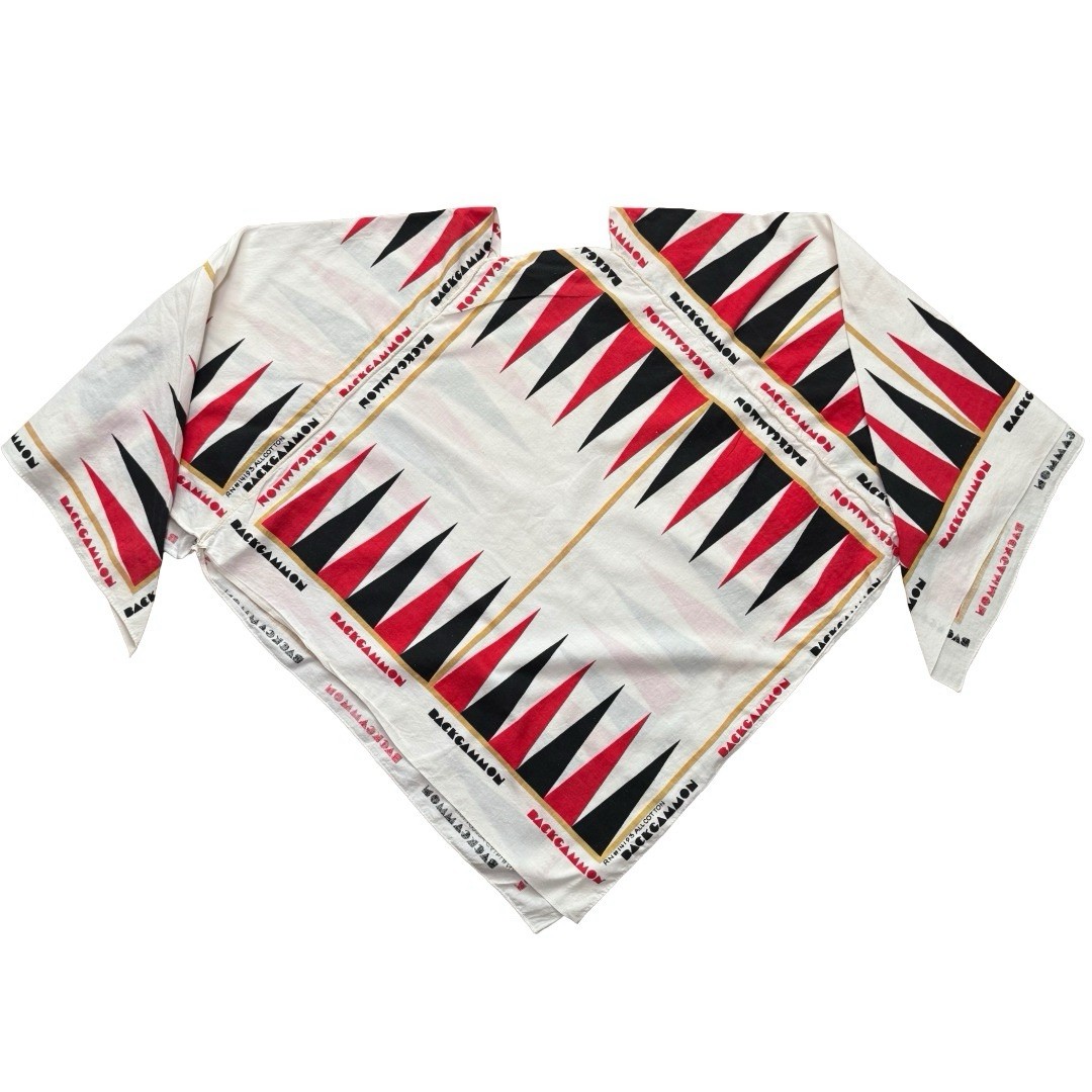 Vintage 60s Backgammon Bandana Top Poncho Style All Cotton RN# 14193 Rare
